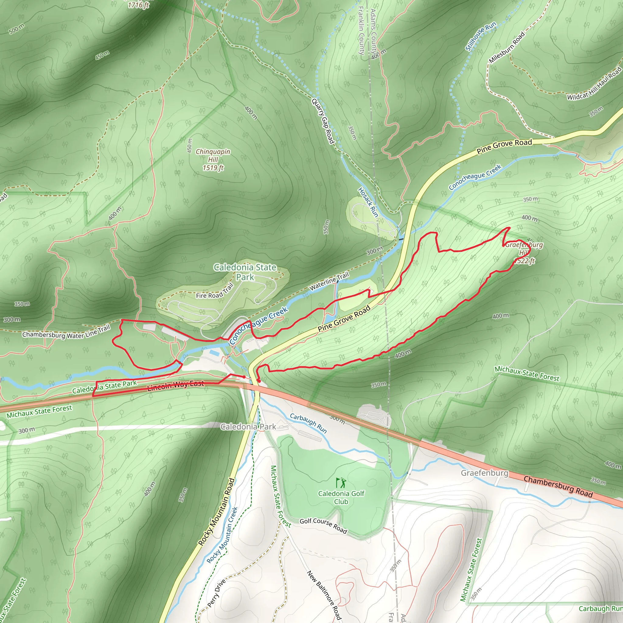 Graefenburg Hill via Midland Trail and Charcoal Hearth Trail mobile static map