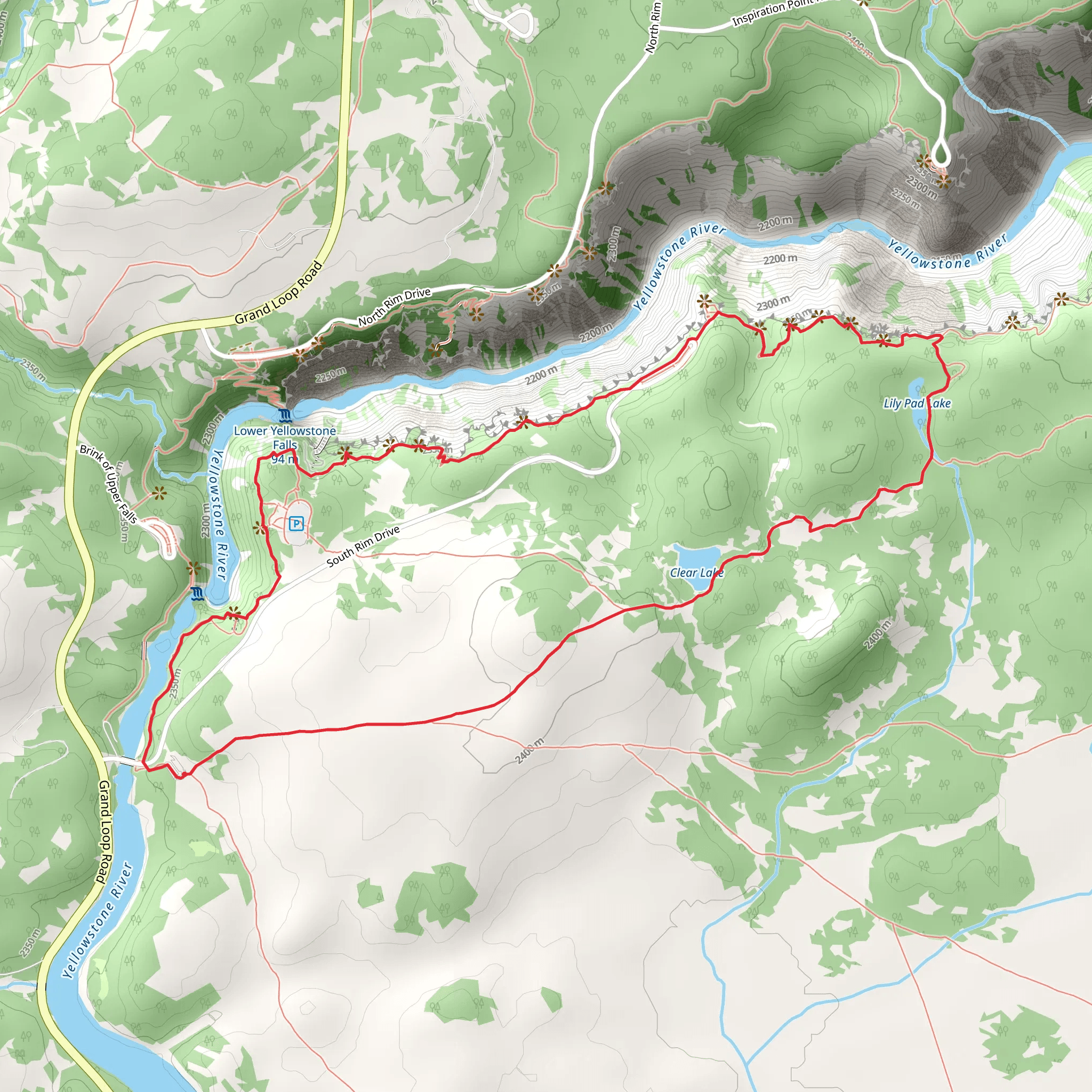 Clear and Lily Pad Lake - South Rim Loop Trail mobile static map