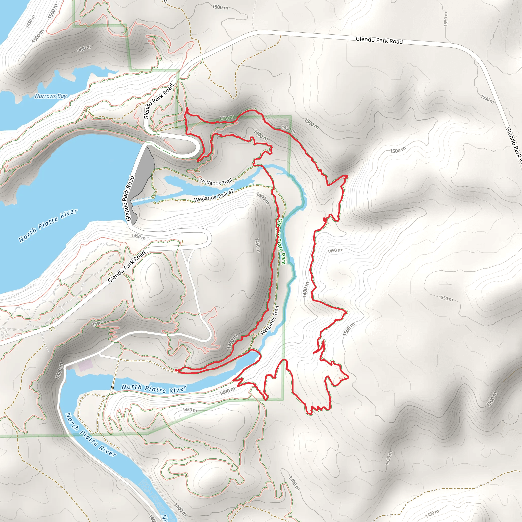 Feather Rim, Barrel Roll and Rocky River Loop mobile static map