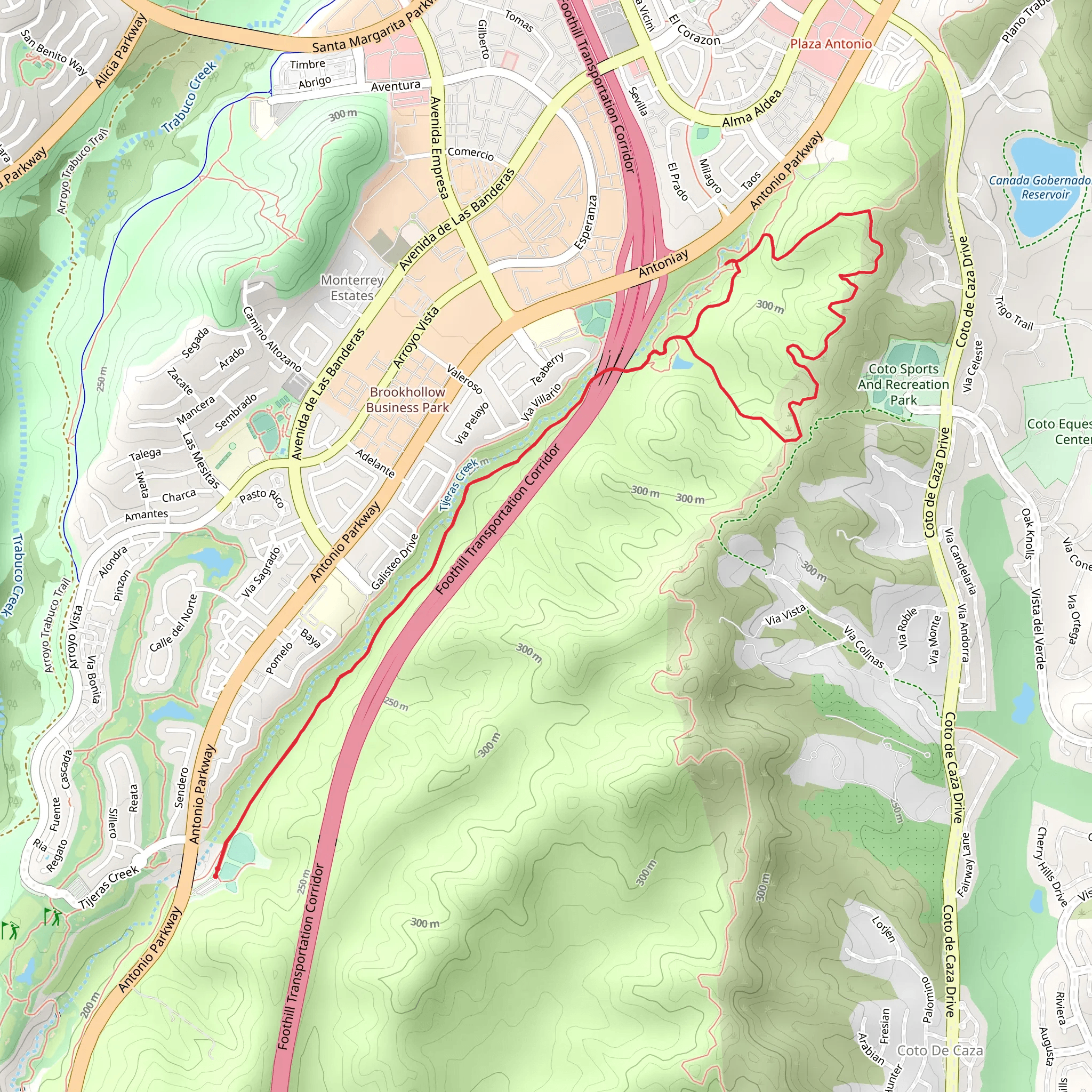 Tijeras Creek Trail Out and Back mobile static map