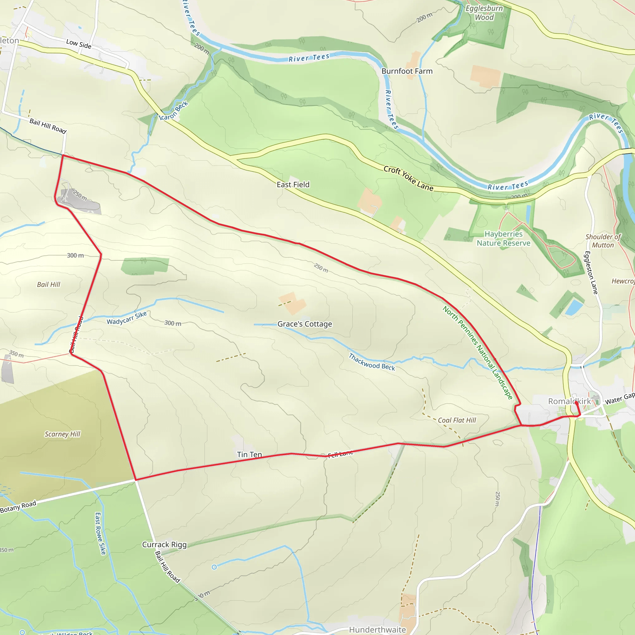 Coal Flat Hill via Tees Railway Path mobile static map