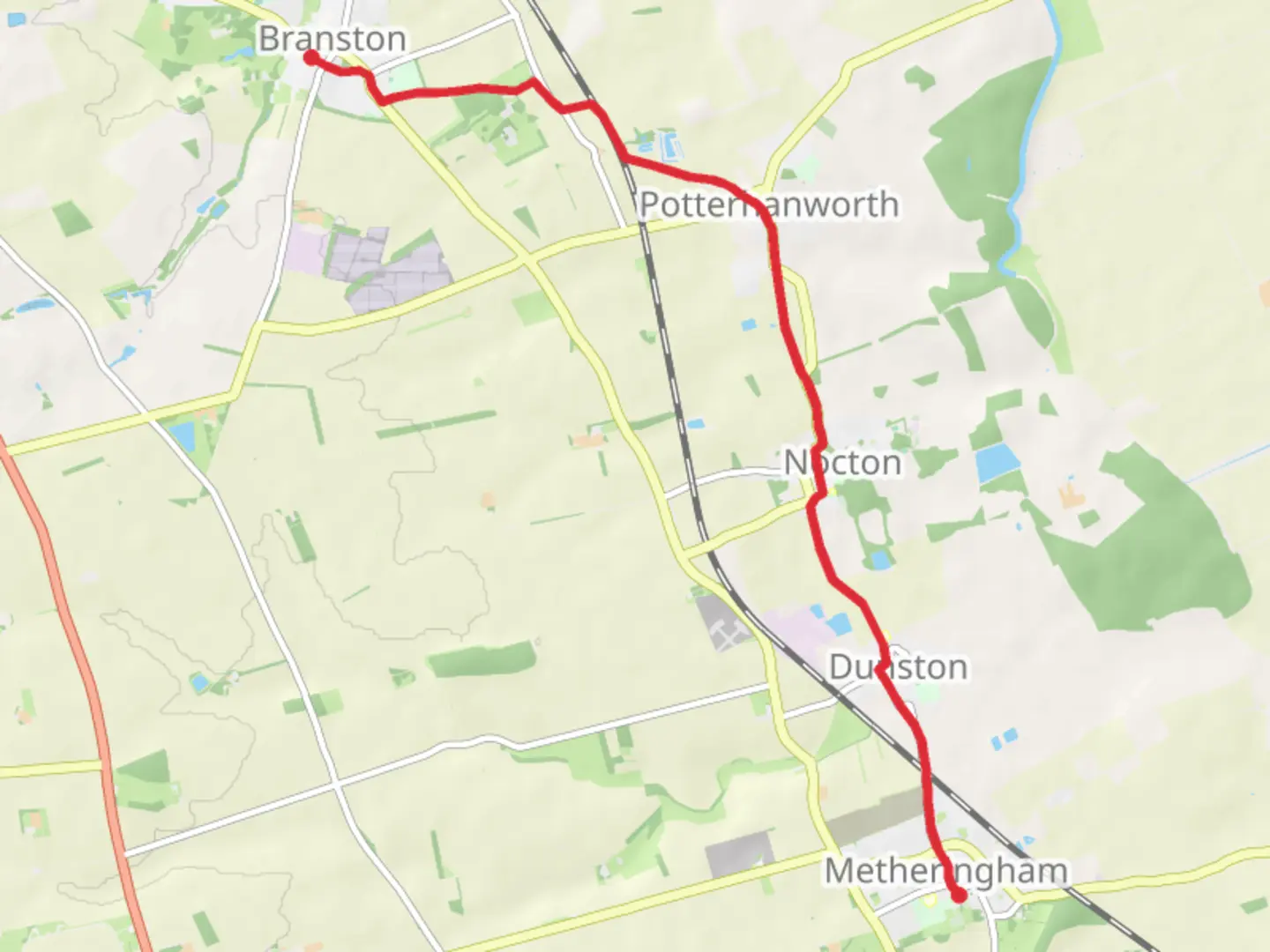 An image depicting the trail Branston to Metheringham Walk and its surrounding area.