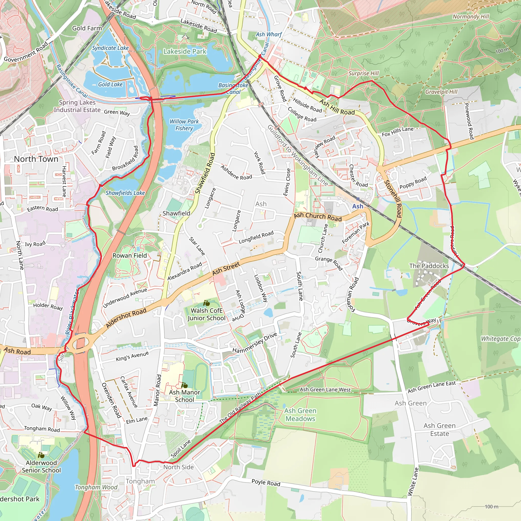 Shawfields Lake, Willow Park Fishery and Bin Wood Loop mobile static map