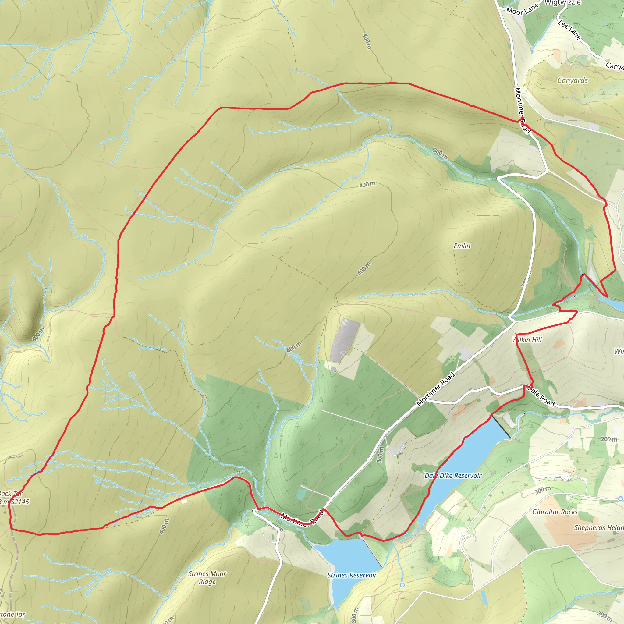 Back Tor - Bradfield Moors and Reservoirs mobile static map