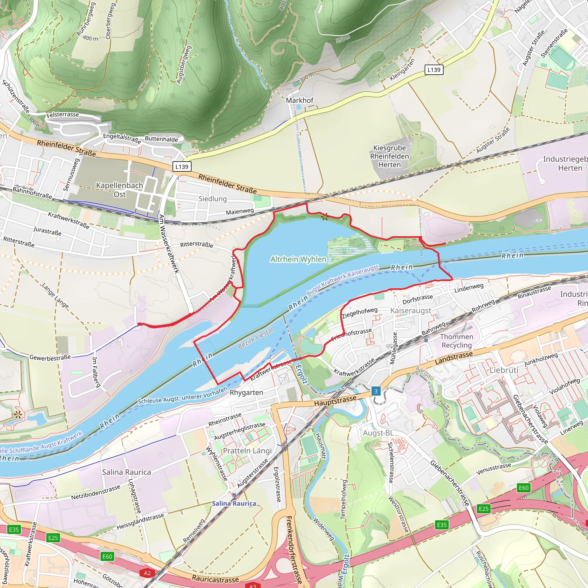 Rhine and Voegel Loop mobile static map