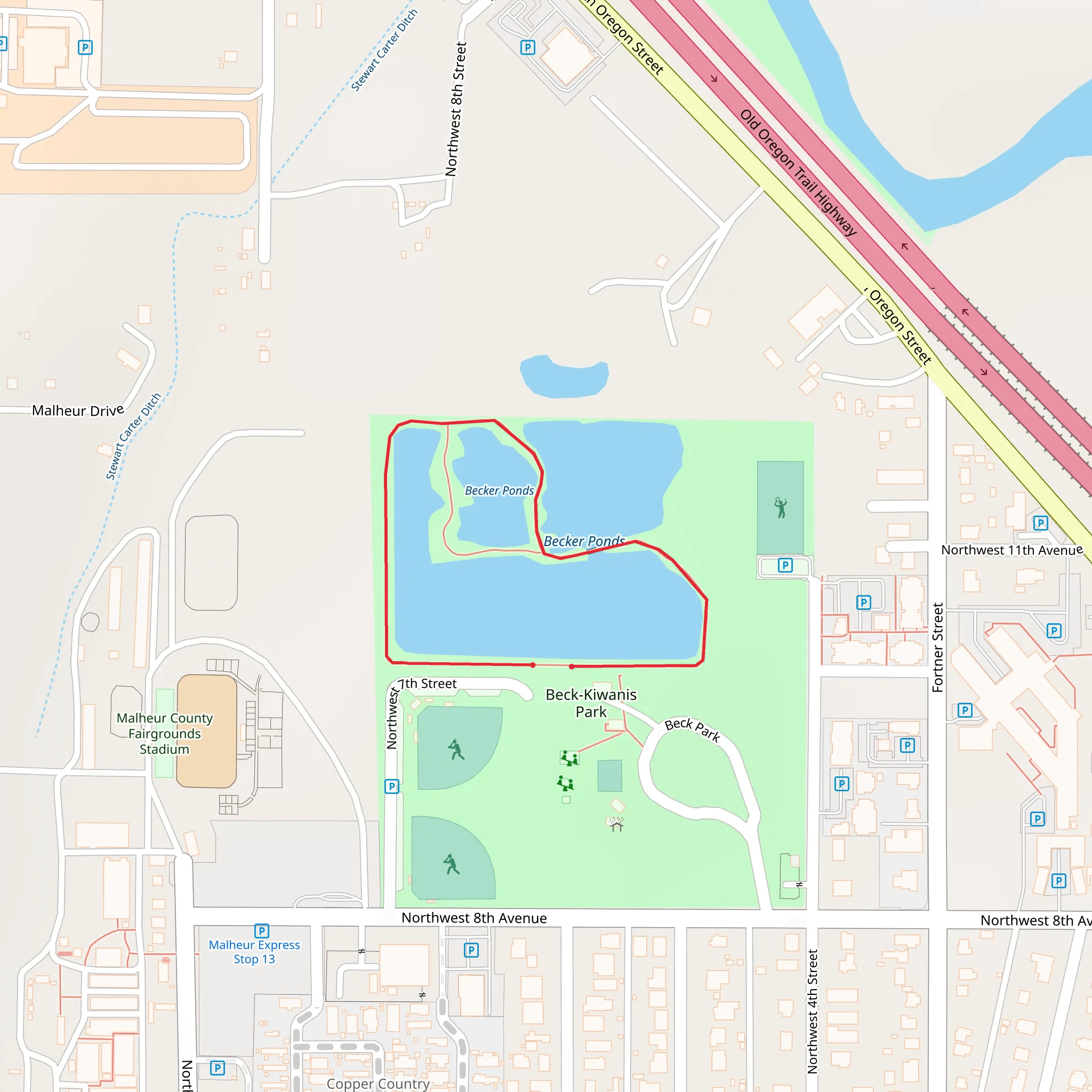 Becker Ponds Loop mobile static map