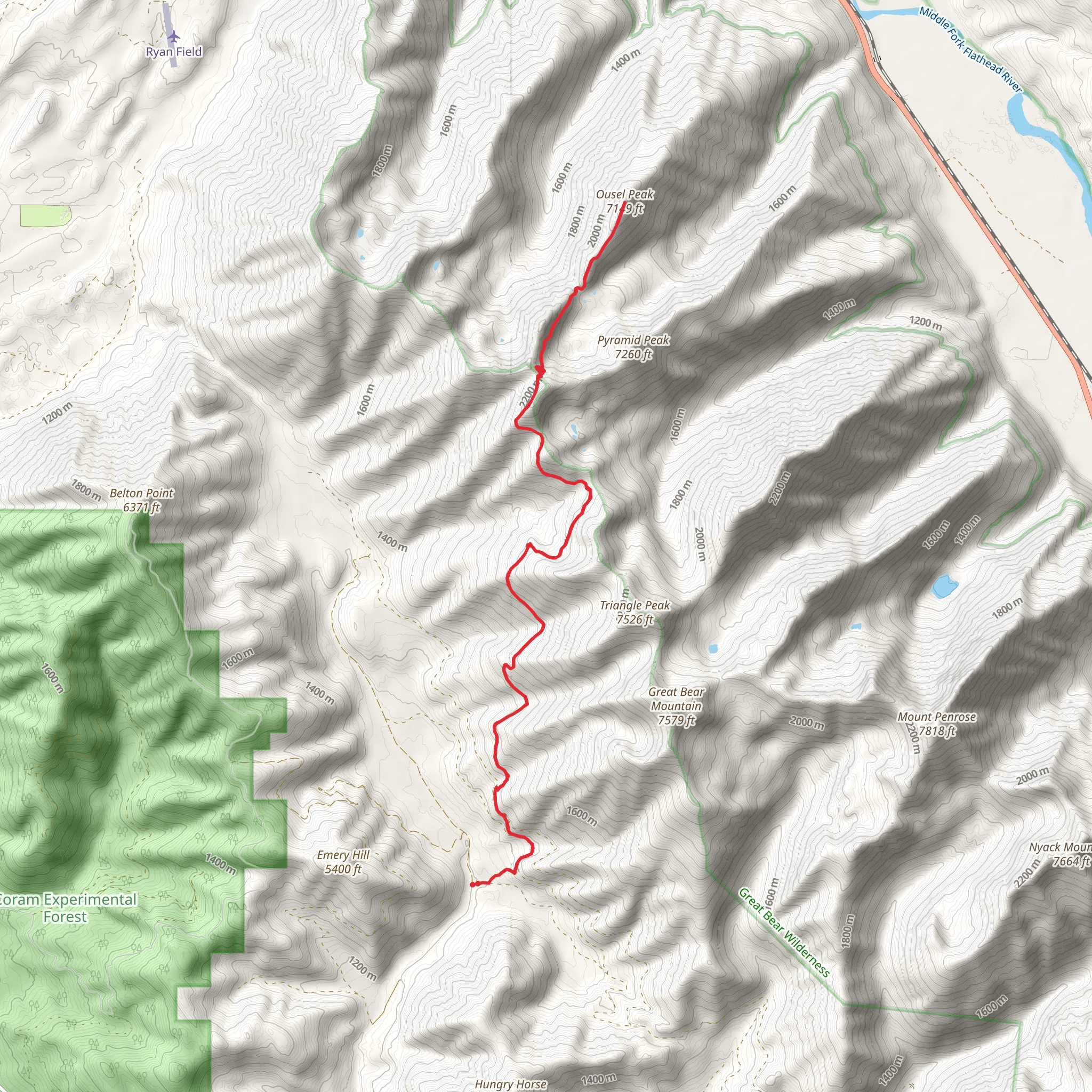 Ousel Peak - West Trail mobile static map