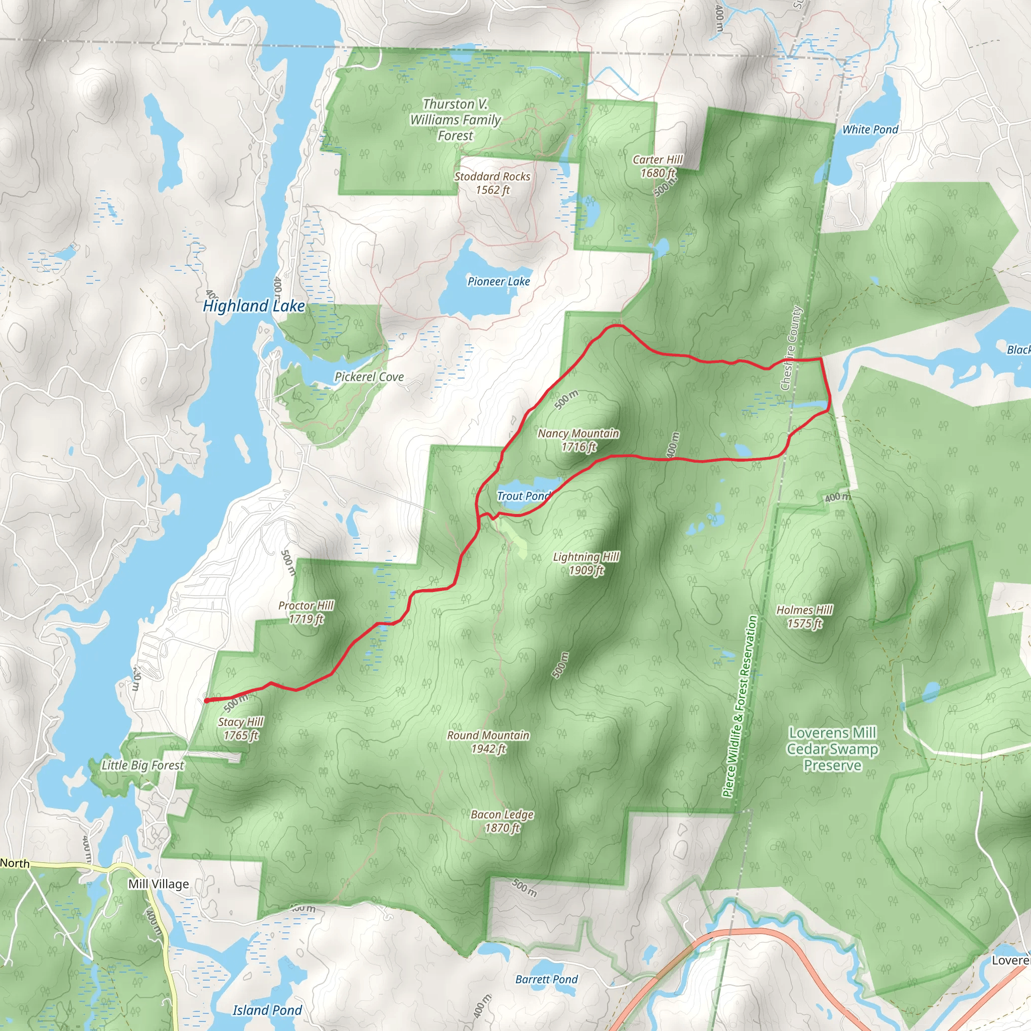 Trout Pond and Nancy Mountain Loop Trail mobile static map
