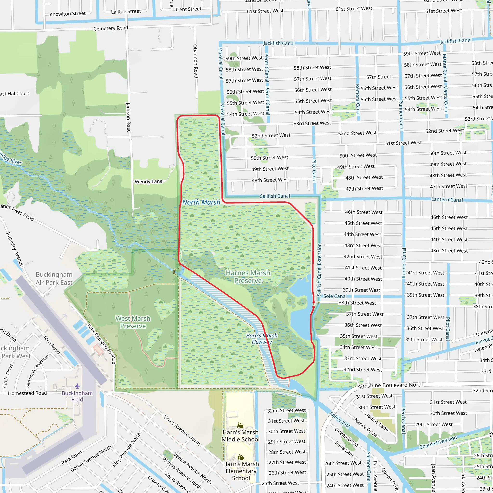 Harn's Marsh Flowway Loop mobile static map