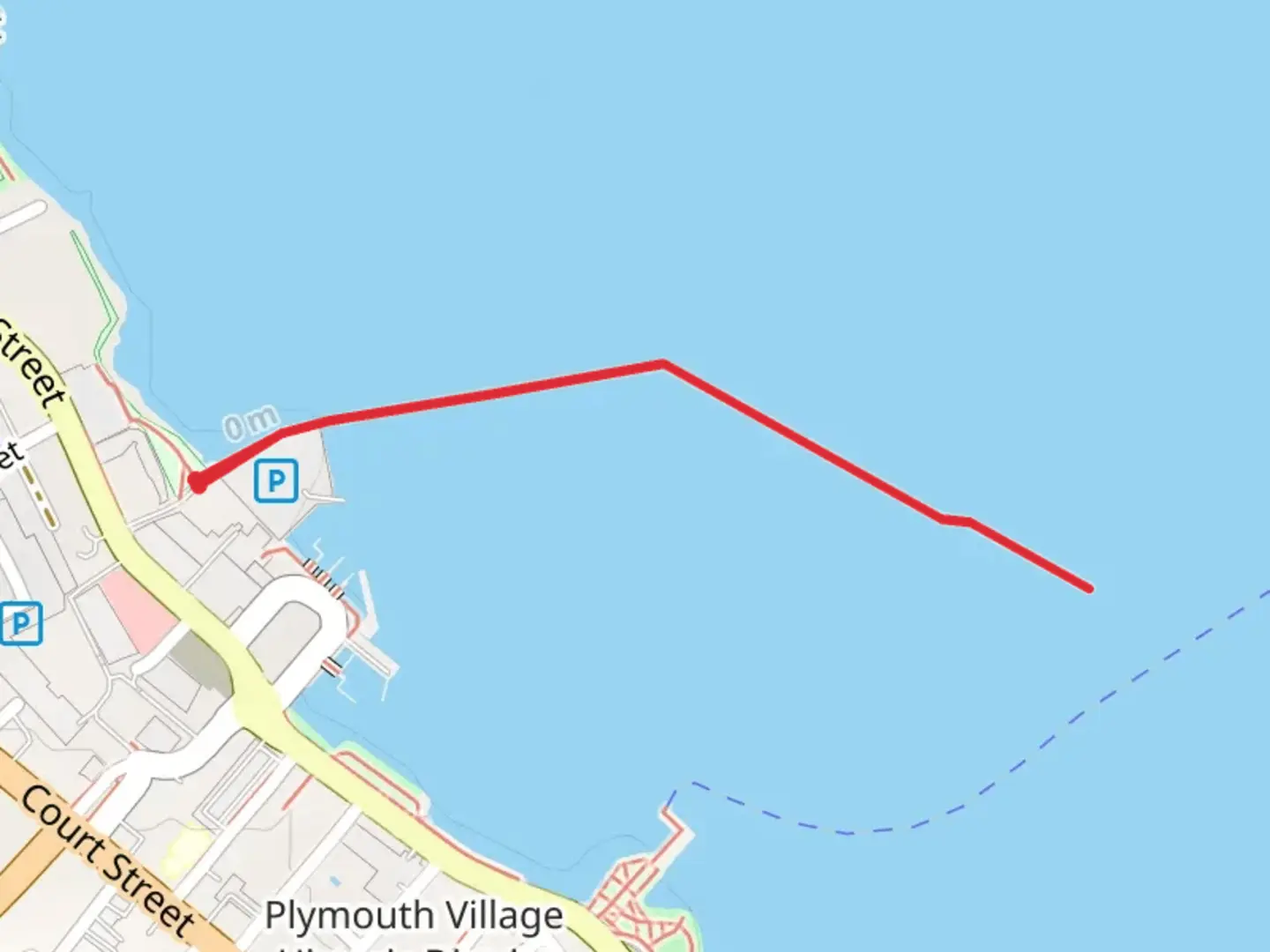 An image depicting the trail Plymouth Breakwater Trail and its surrounding area.