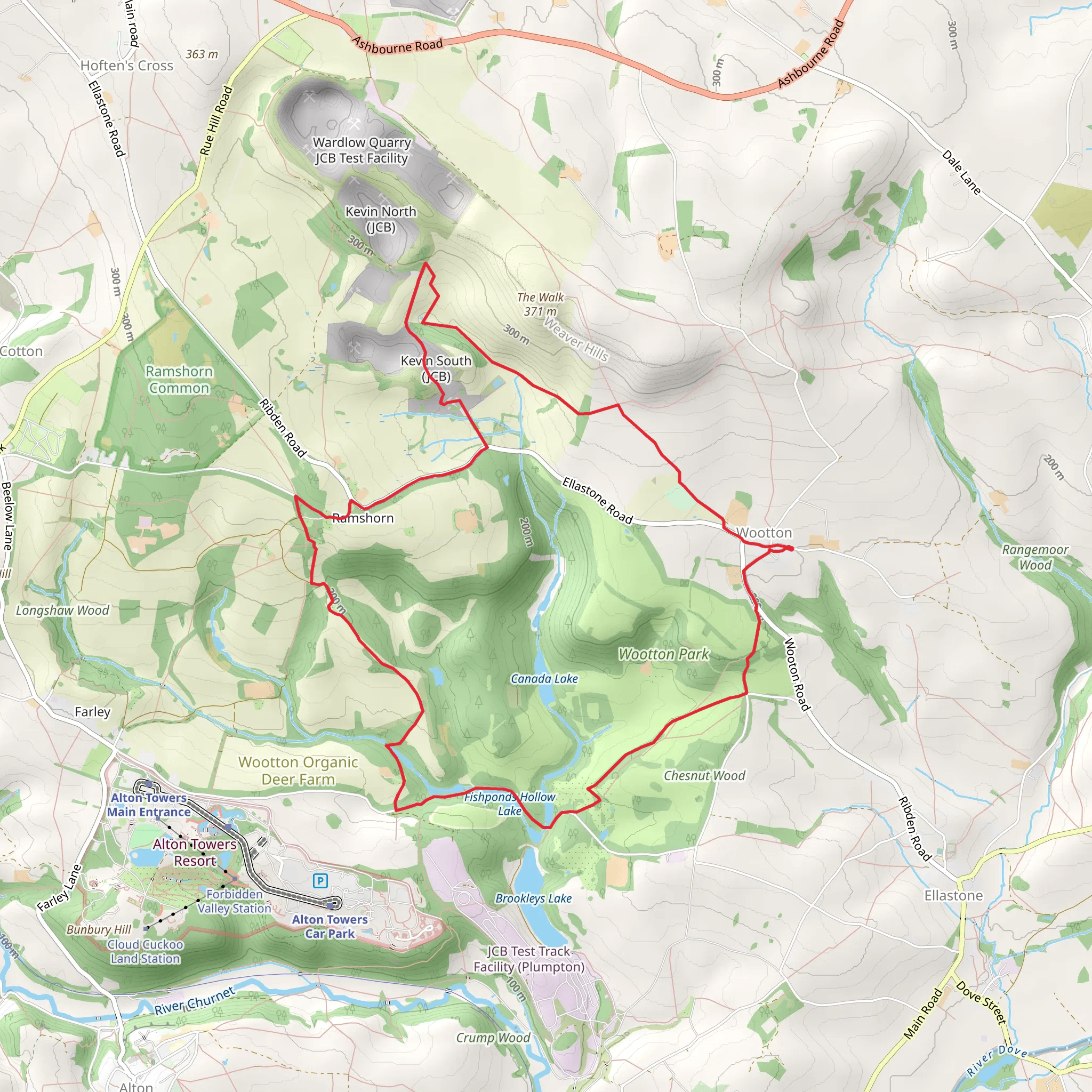 Fishponds Hollow Lake, Gander Well and Wootton Park Loop mobile static map