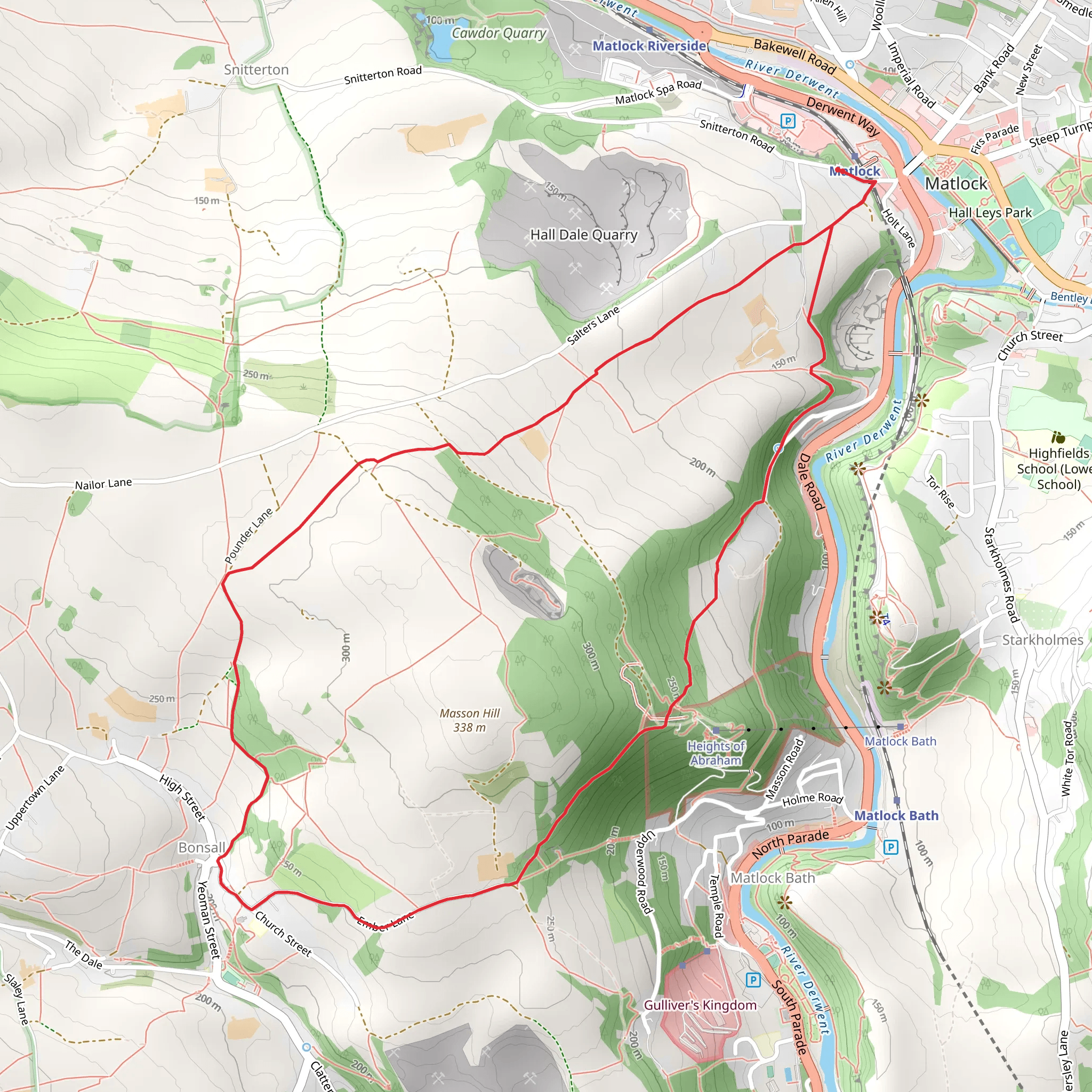 Matlock to Bonsall Loop mobile static map