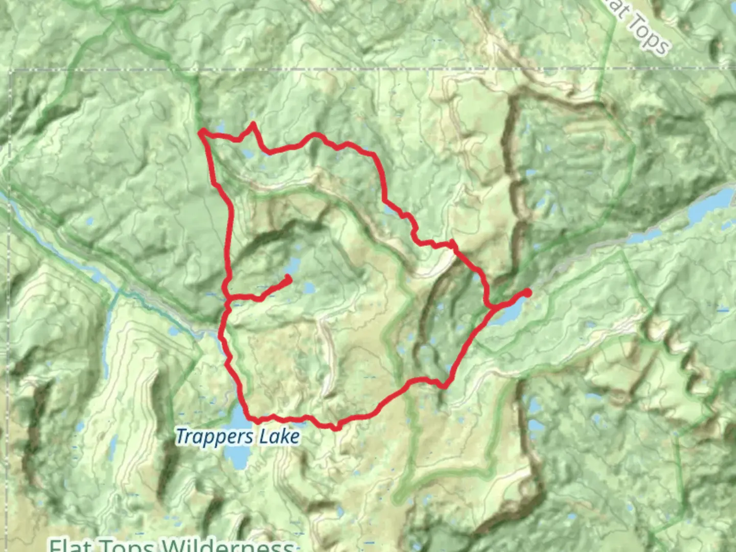 An image depicting the trail East Fork, East Lost Lake, Skinny Fish Lake Trappers Lake Loop Trail and its surrounding area.