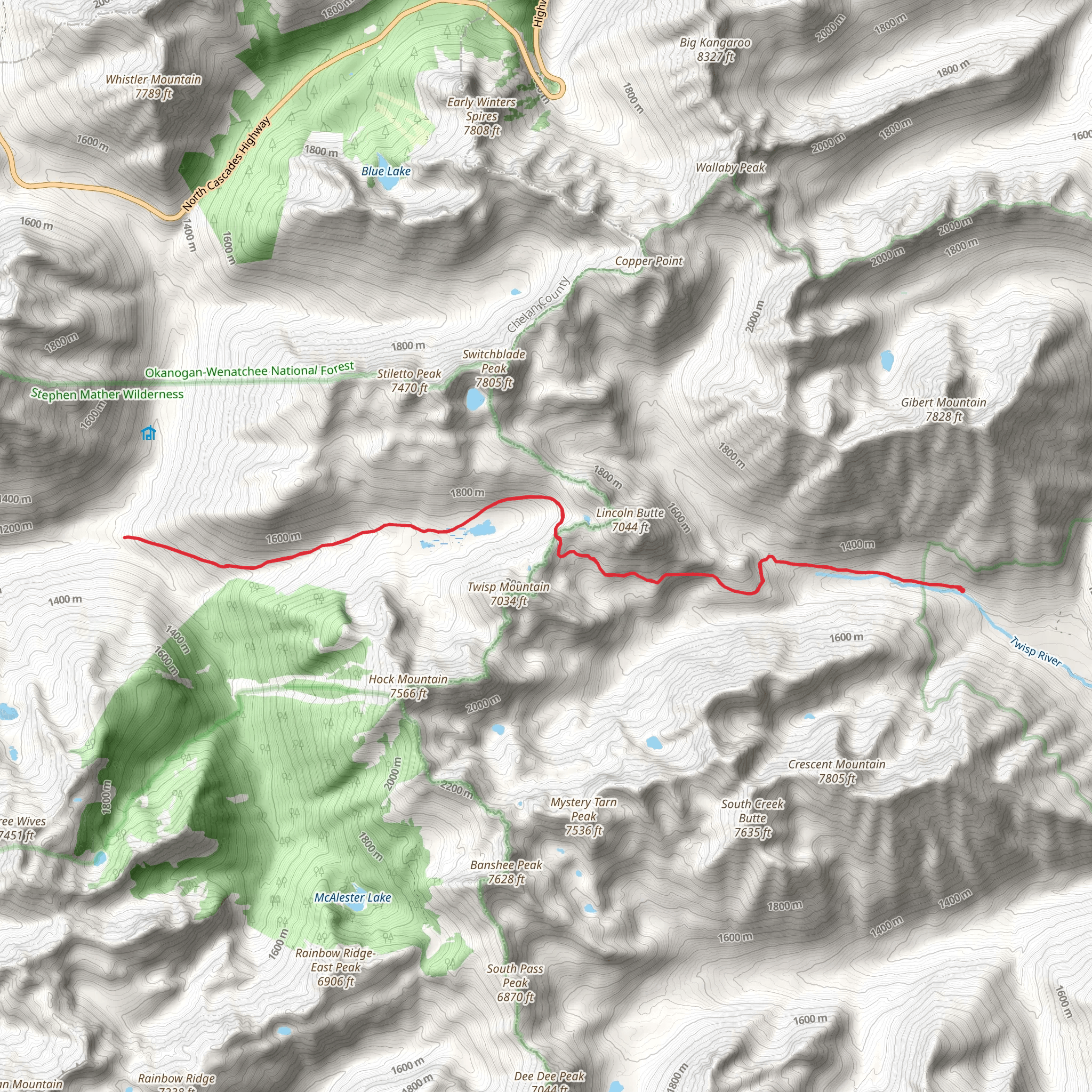 Twisp Pass Trail mobile static map