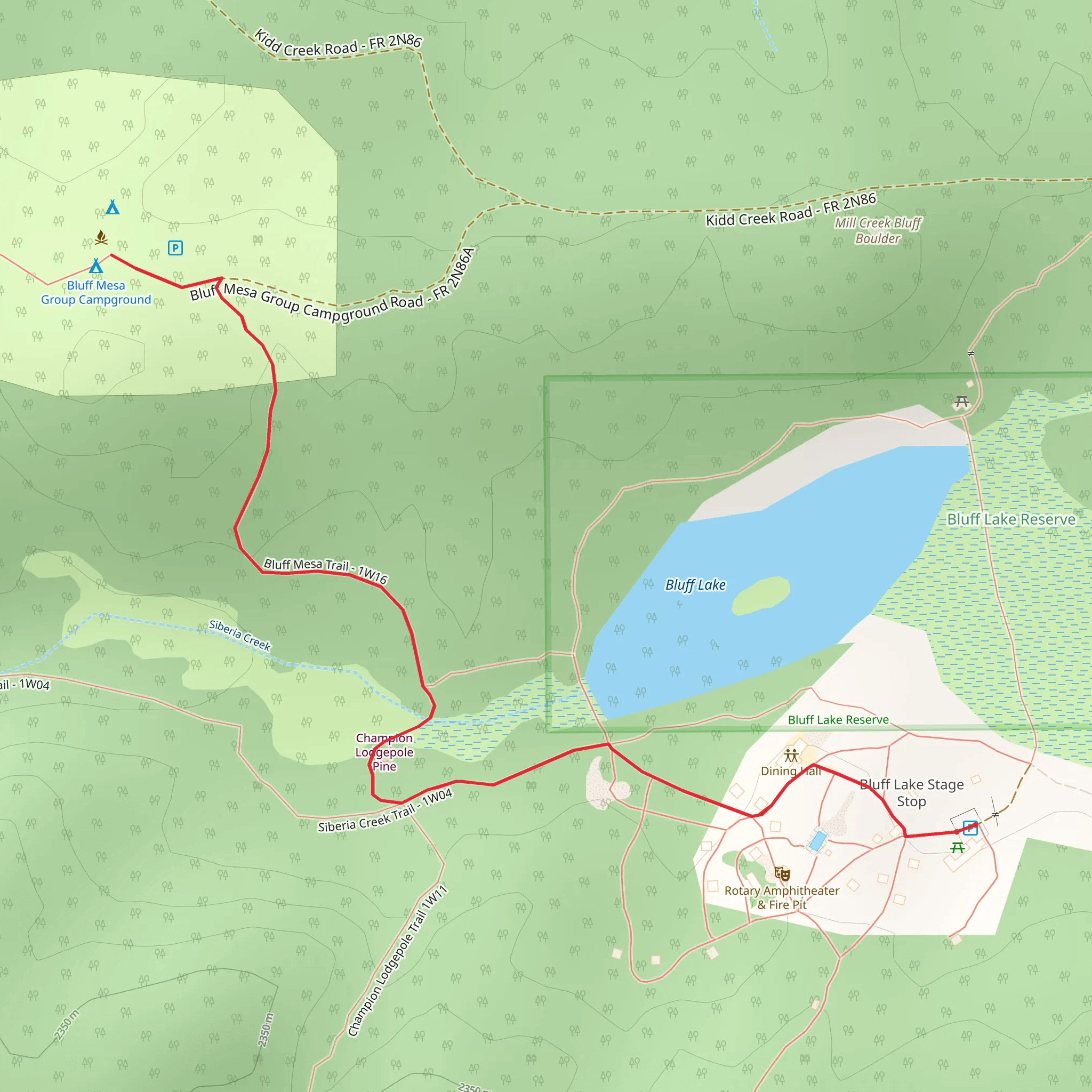 Bluff Mesa Trail via Bluff Lake mobile static map