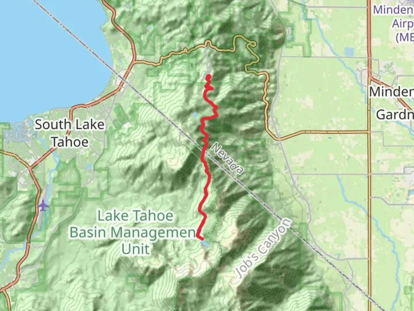 An image depicting the trail Star Lake and Monument Pass via Tahoe Rim Trail and its surrounding area.