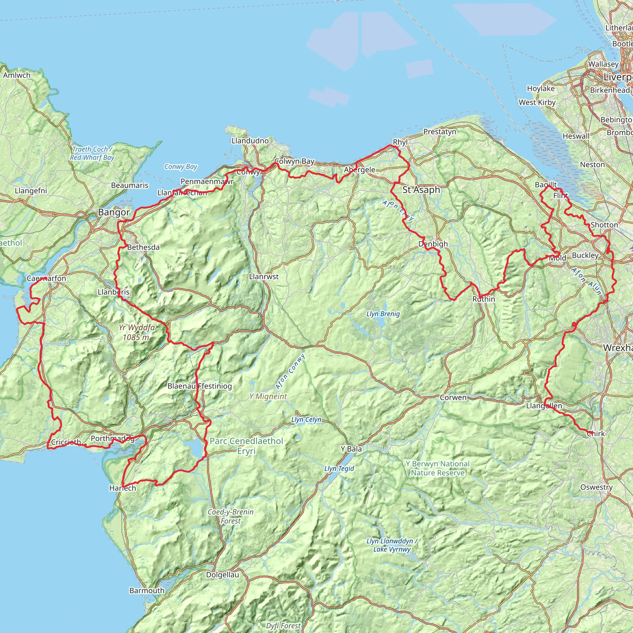 Castles in North Wales mobile static map