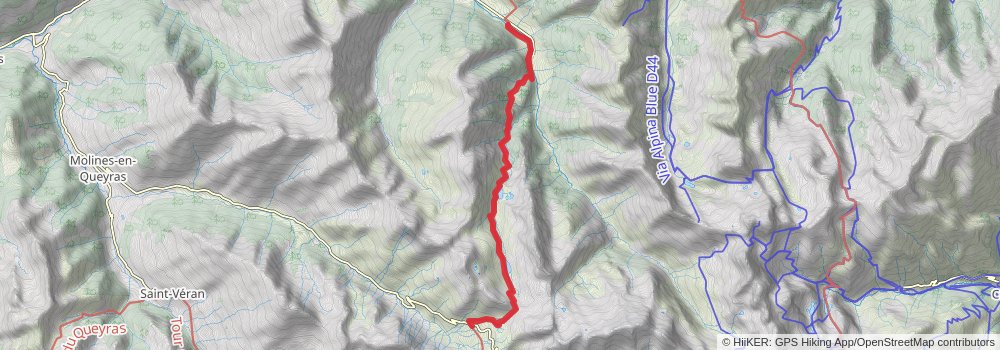 GR 58 - Le Tour Du Queyras A Pied stage 3 Map