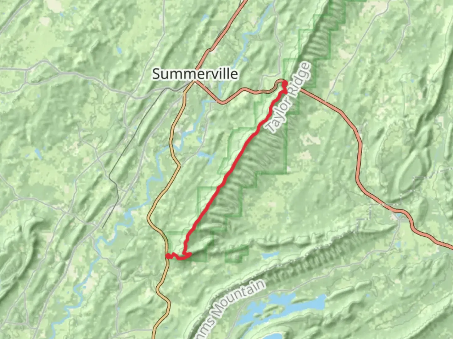 An image depicting the trail Pinhoti Trail from High Point and its surrounding area.