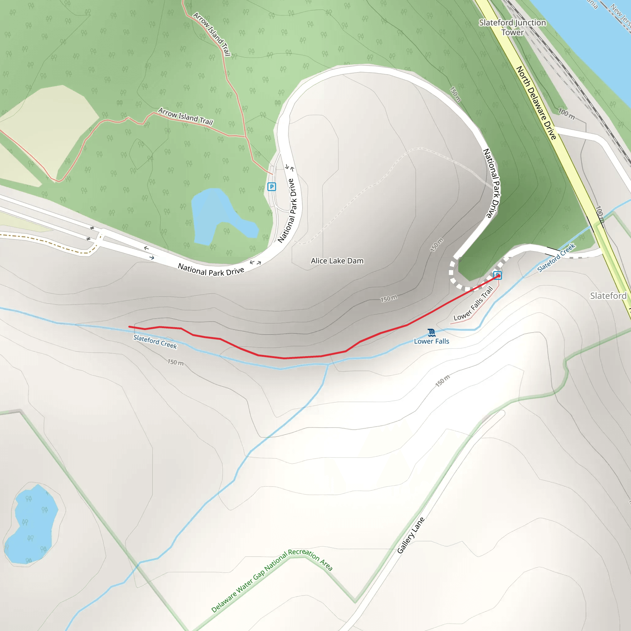 Slateford Creek from National Park Road mobile static map