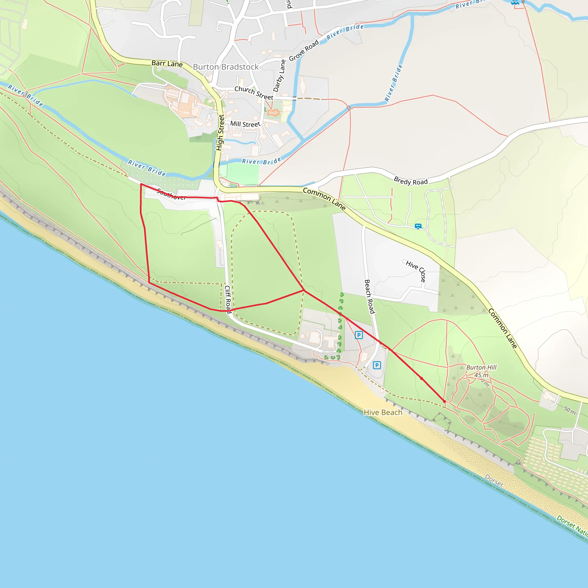 Burton Bradstock Loop mobile static map