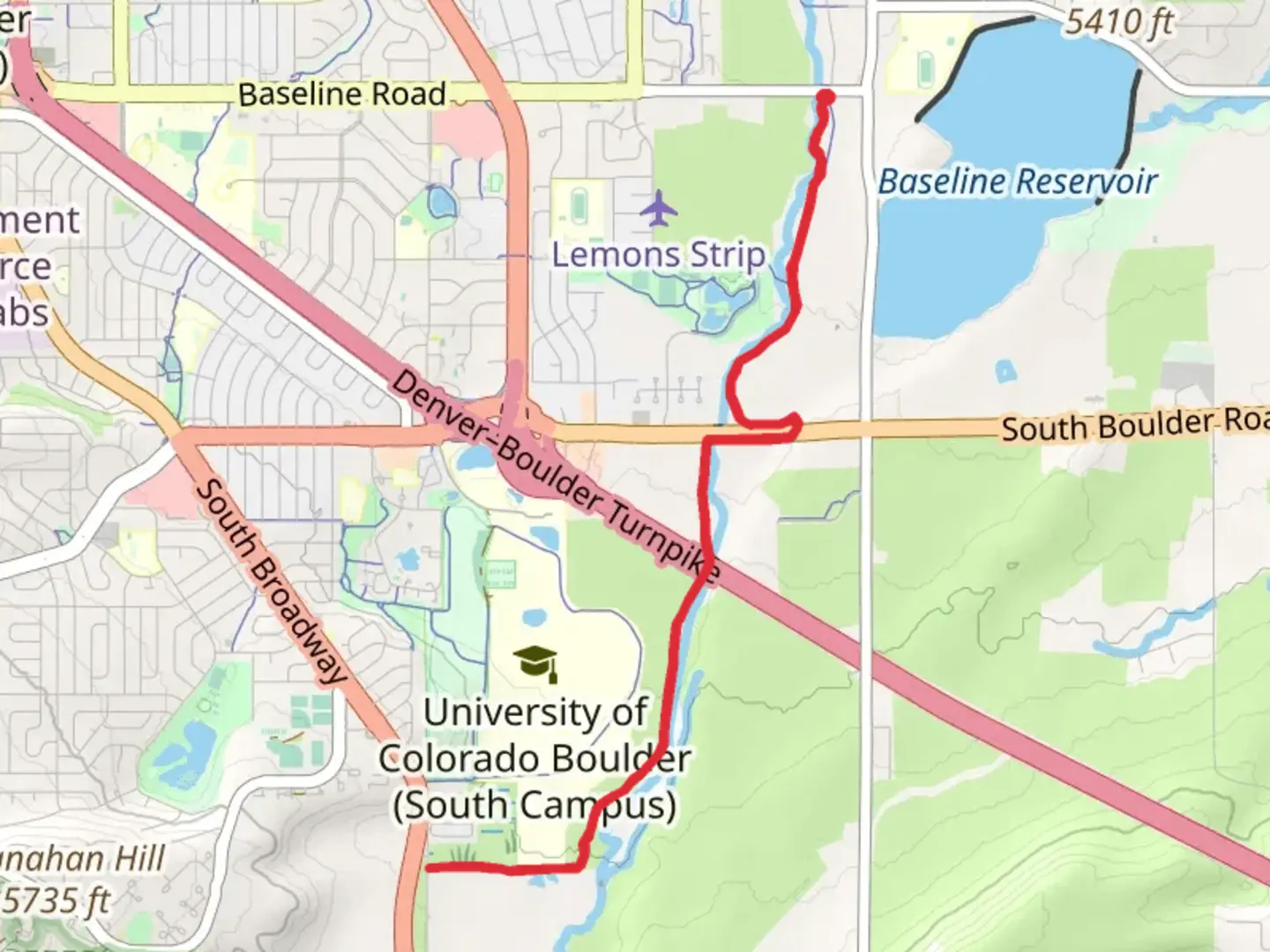 An image depicting the trail South Boulder Creek Trail and its surrounding area.