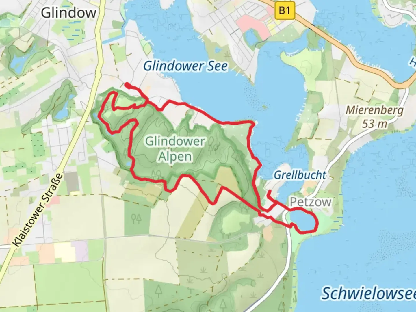 An image depicting the trail Grubenteich and Haussee Loop and its surrounding area.