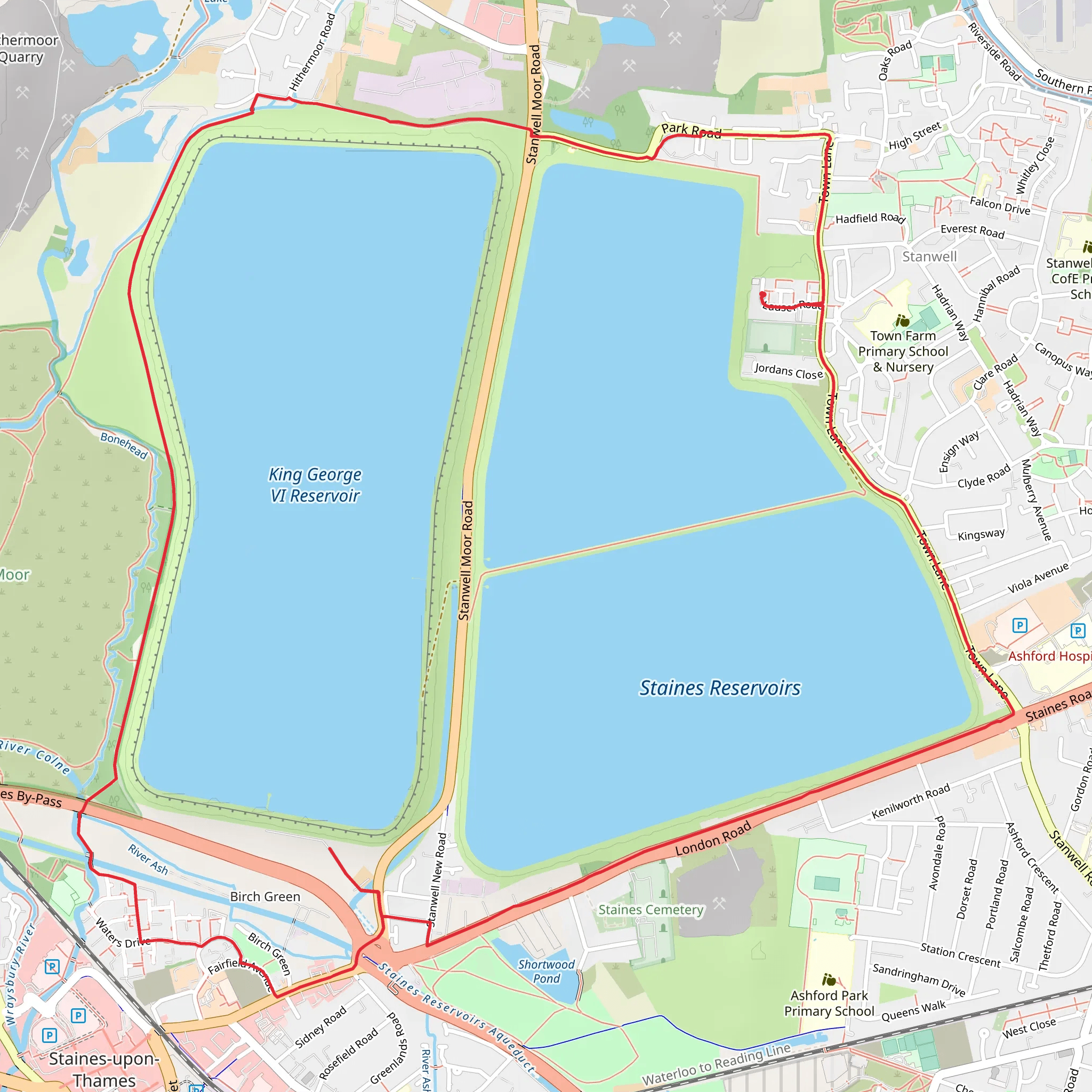 King George VI Reservoir and Stains Reservoirs Loop mobile static map