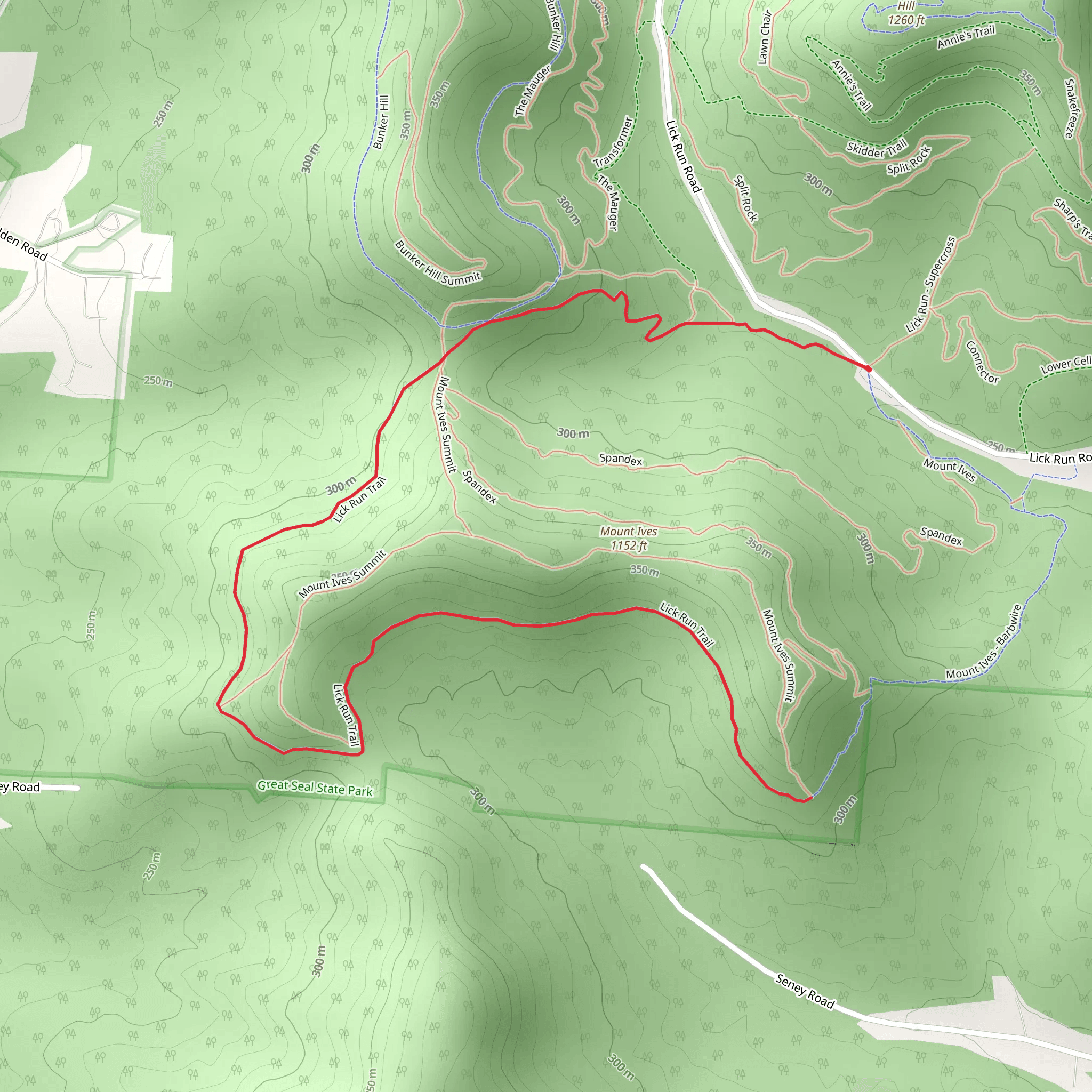 Mount Ives via Bunker Hill mobile static map