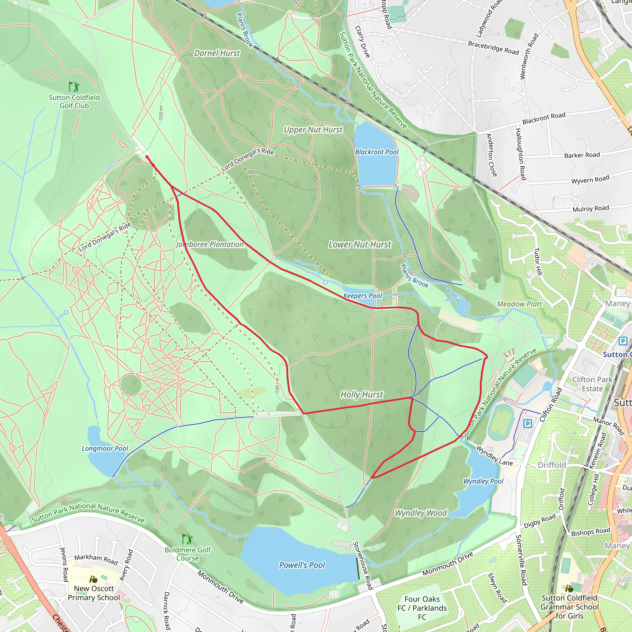 Sutton Park and Holly Hurst Loop mobile static map