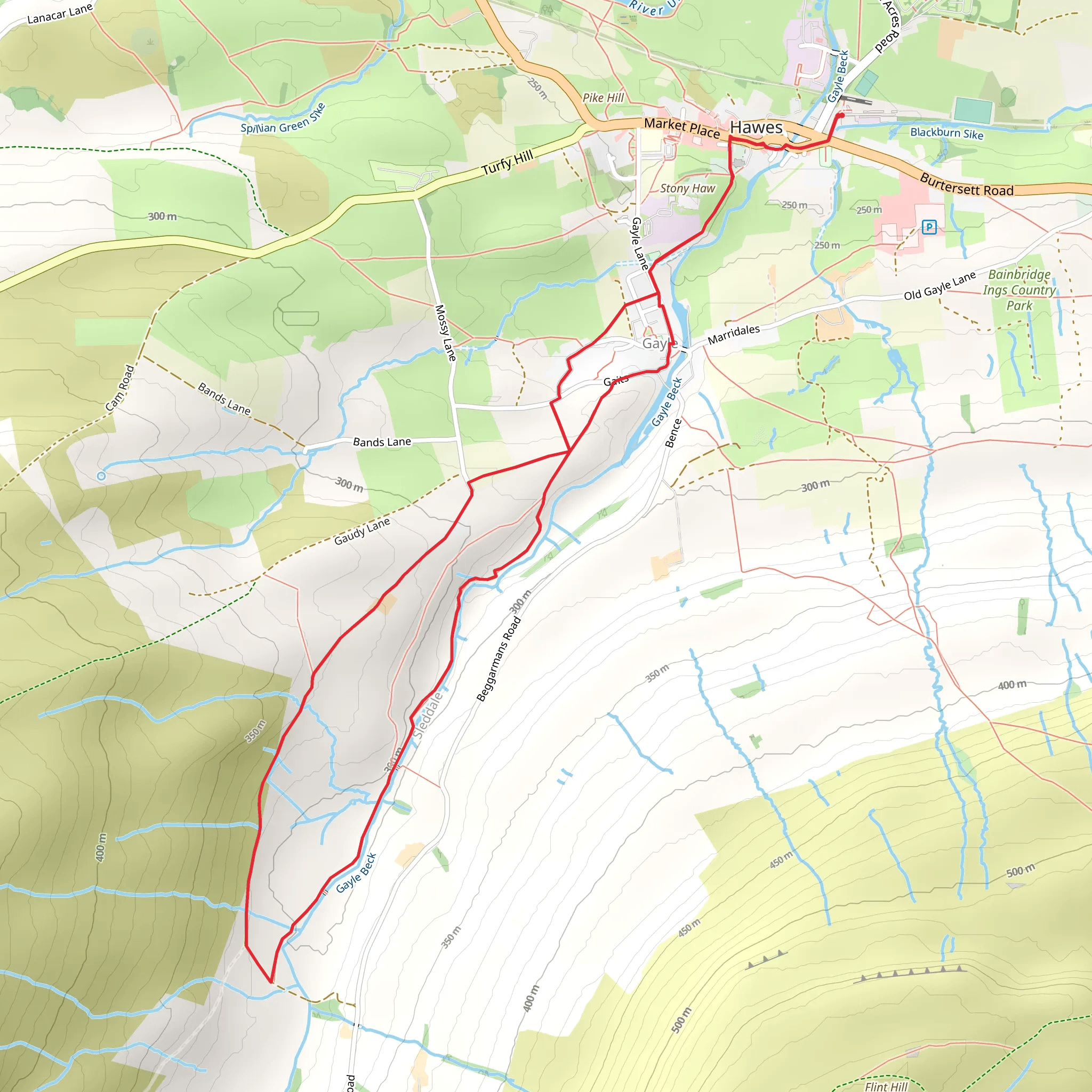 Hawes to Aysgill Force Route mobile static map