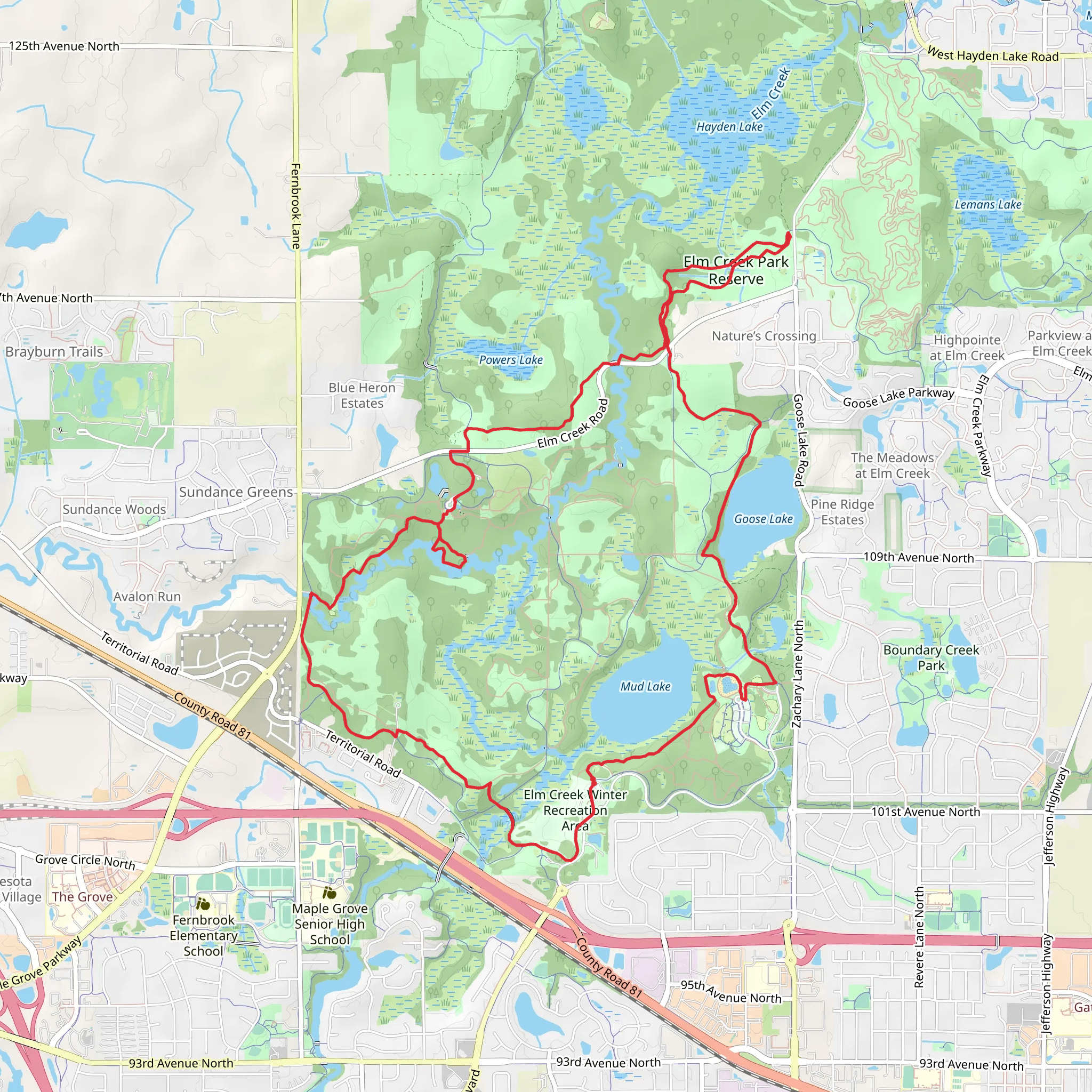 Meadowlark Trail, Hayden Loop and North Lights Trail mobile static map