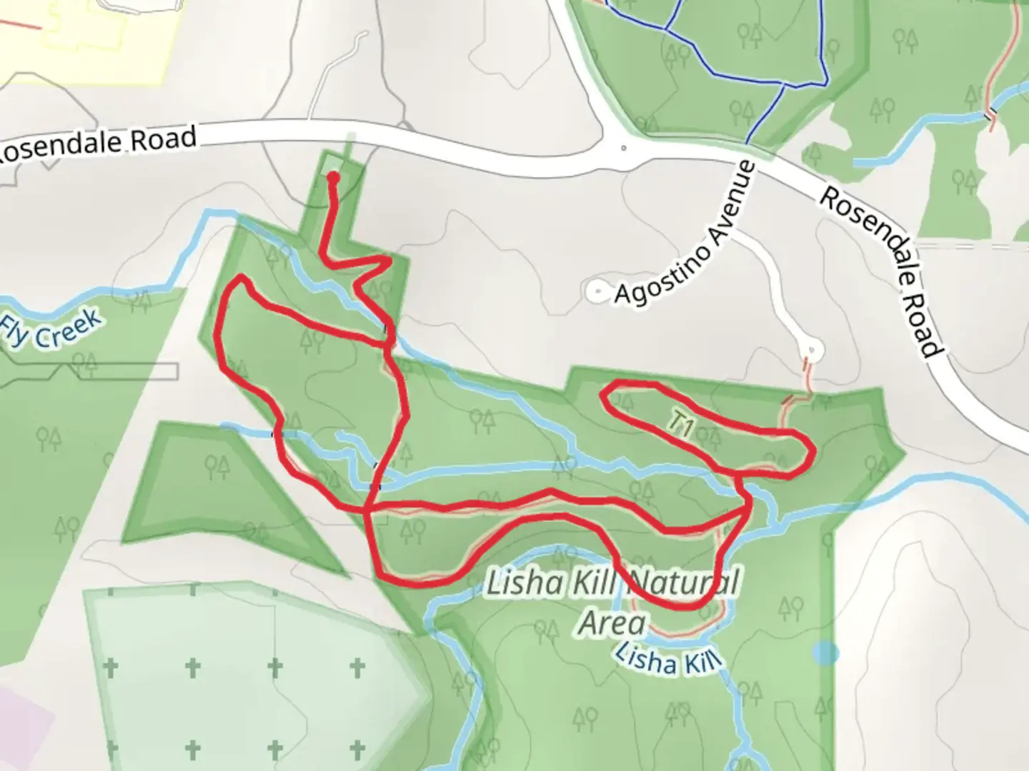 An image depicting the trail Lisha Kill Natural Area Loop and its surrounding area.