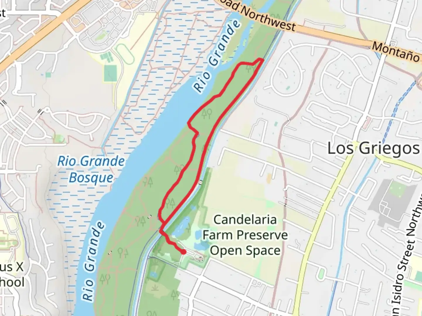 An image depicting the trail Paseo del Bosque Trail and Aldo Leopold Trail Loop and its surrounding area.