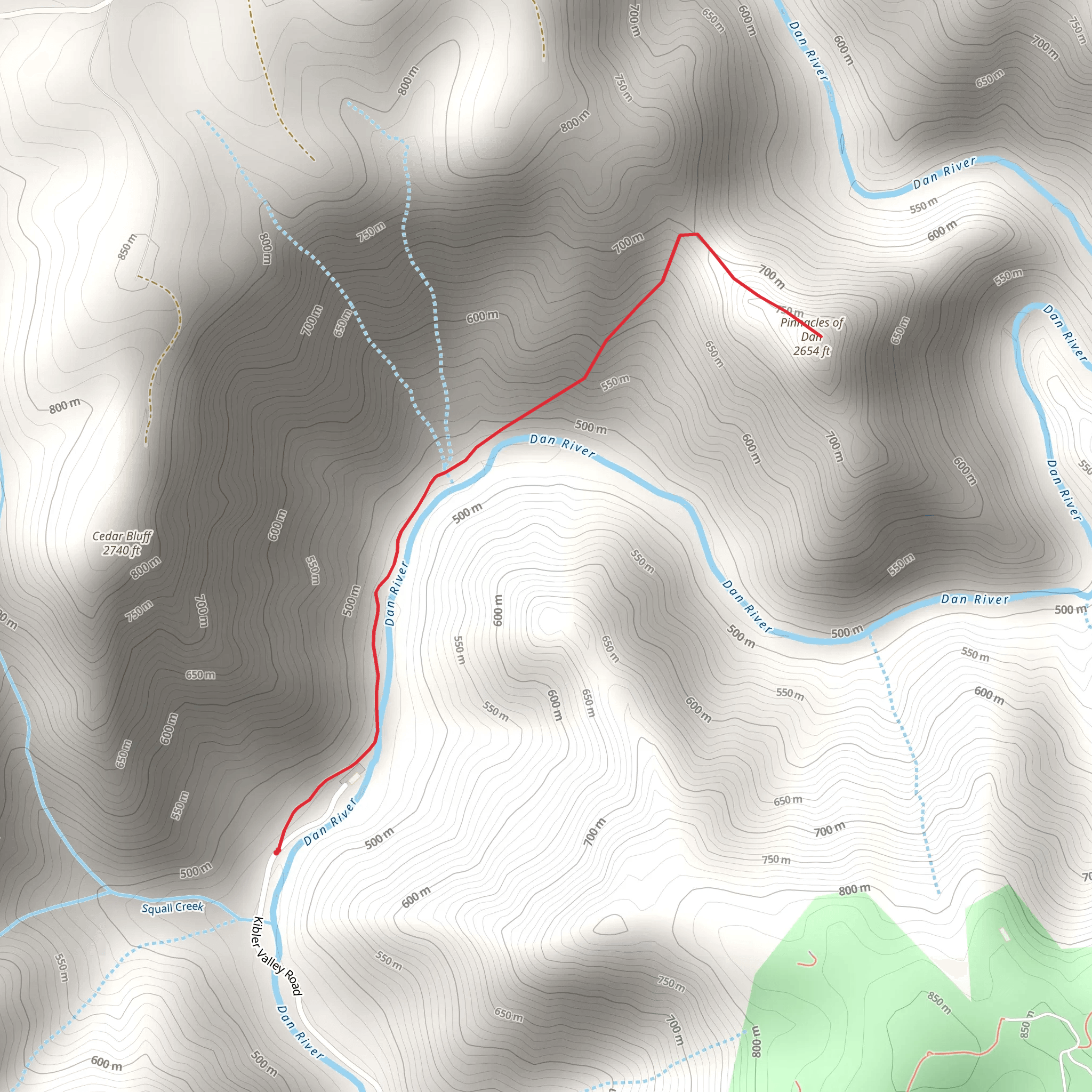 Pinnacles of Dan via Dan River mobile static map