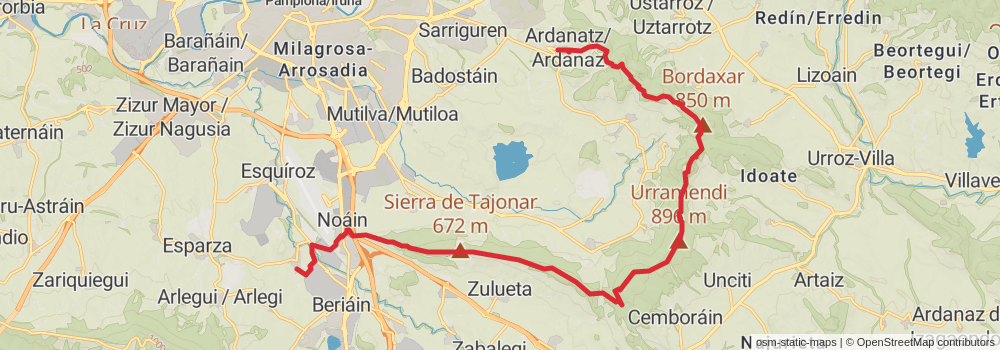 GR 220 Vuelta a la Cuenca de Pamplona stage 6 Map