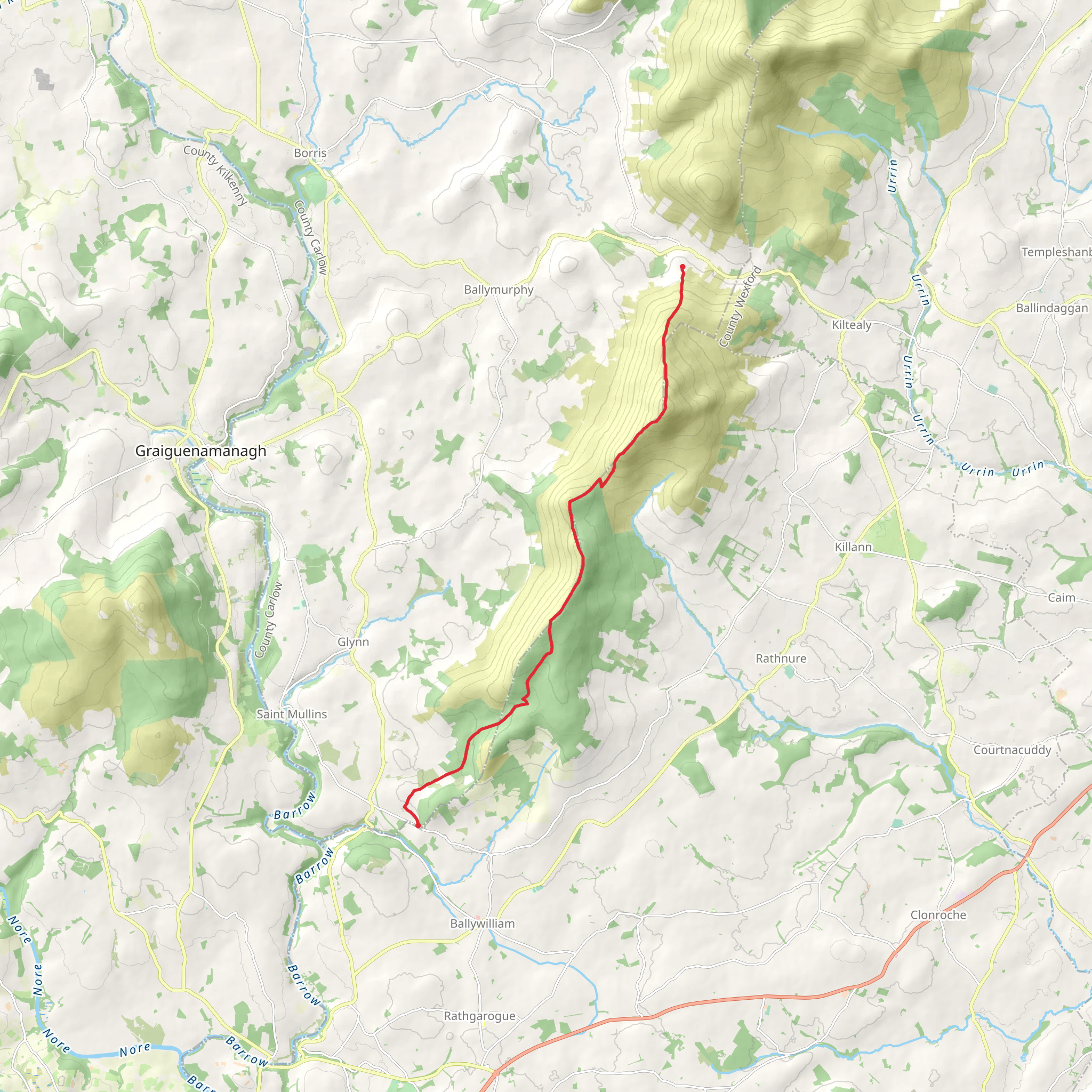 Blackstairs Mountain - Ballycronigan Rock Loop mobile static map