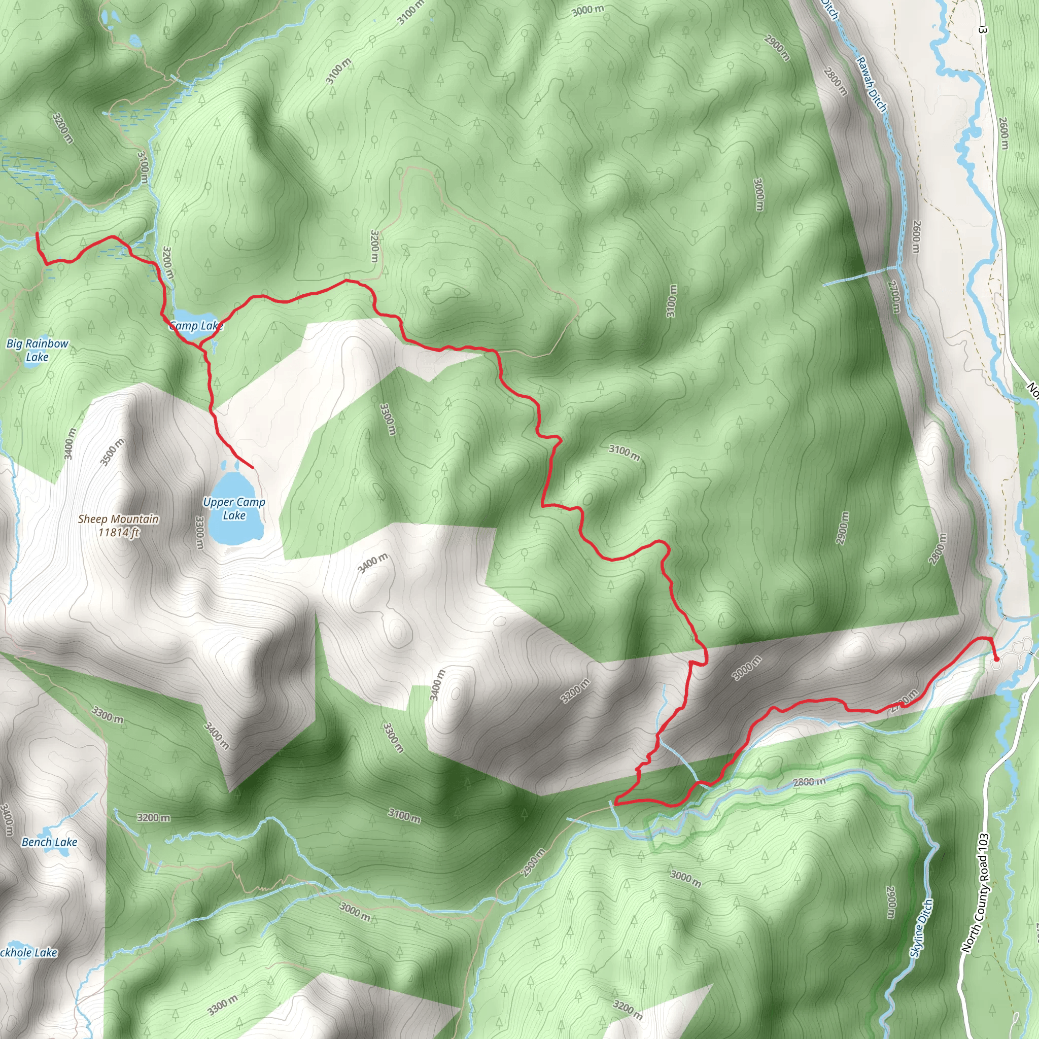 Camp Lake and Upper Camp Lake Trail mobile static map