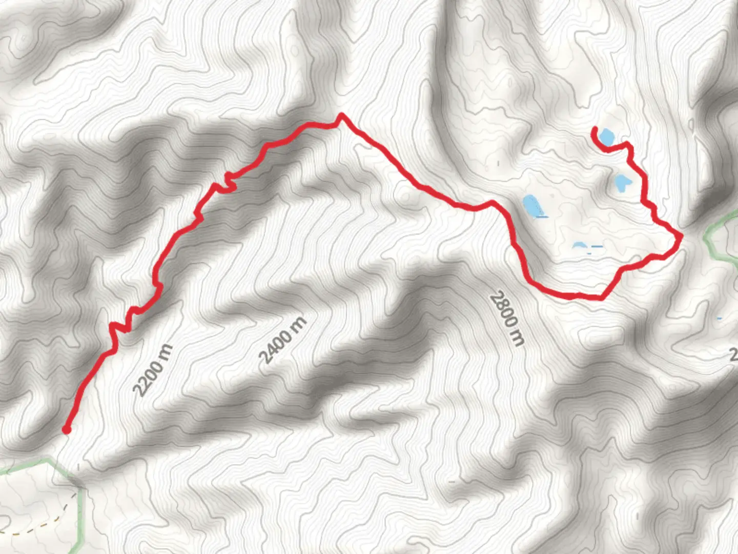 An image depicting the trail Casino Lakes via Boundary Creek and its surrounding area.