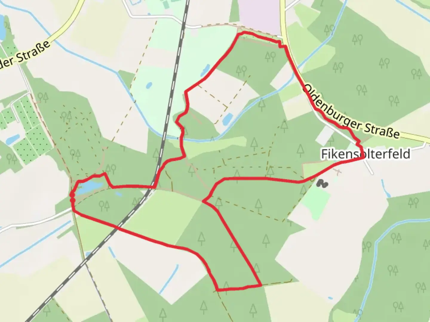 An image depicting the trail Fikensolterfeld and Möhlenbült Loop and its surrounding area.