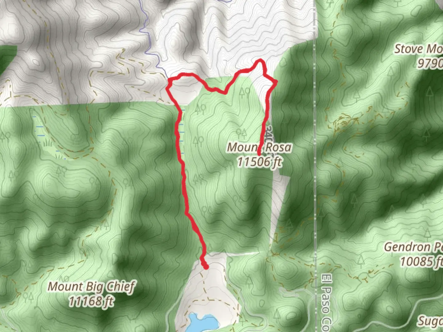 An image depicting the trail Mount Rosa via Nelson's Trail and its surrounding area.