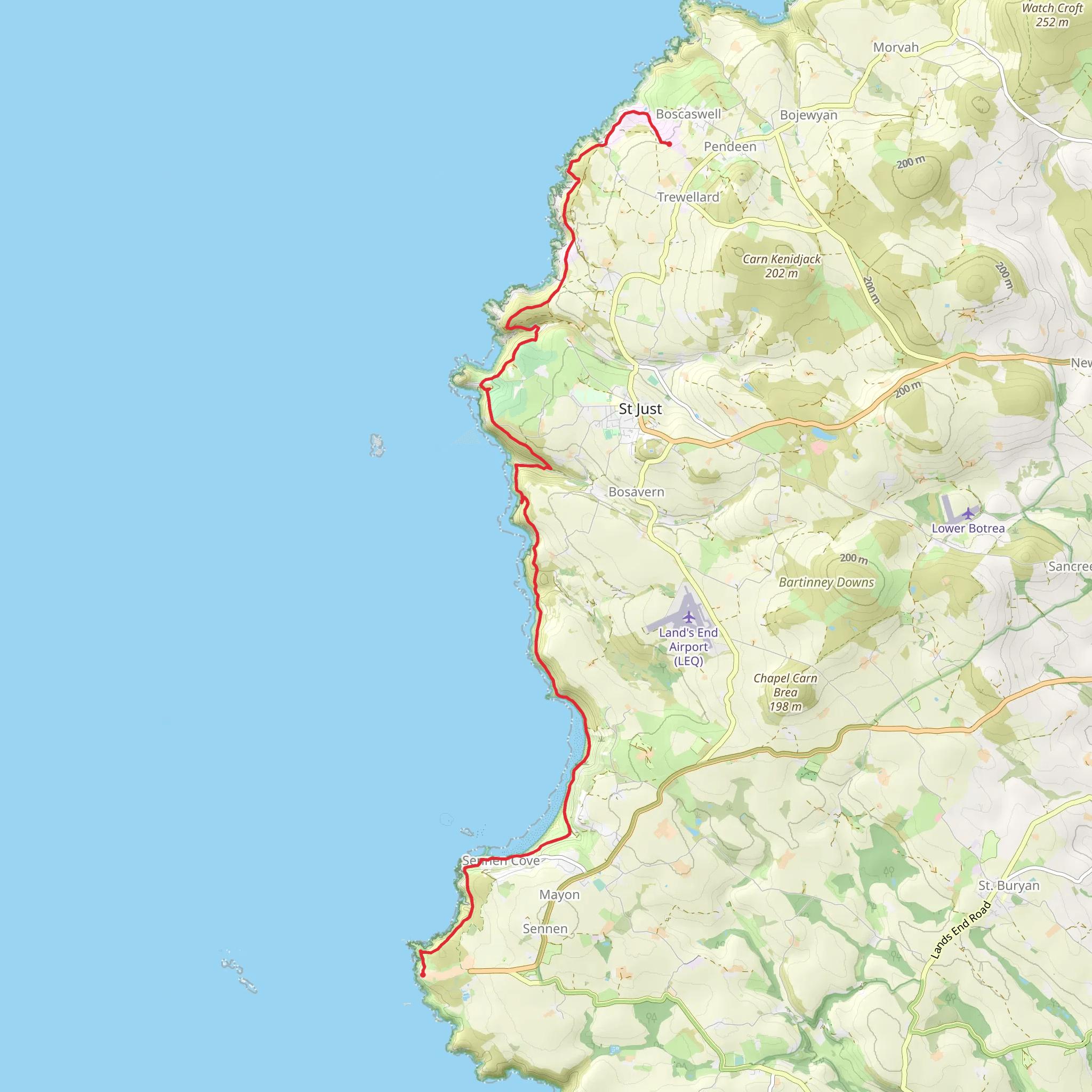 Sennen Beach and Porth Nanven mobile static map
