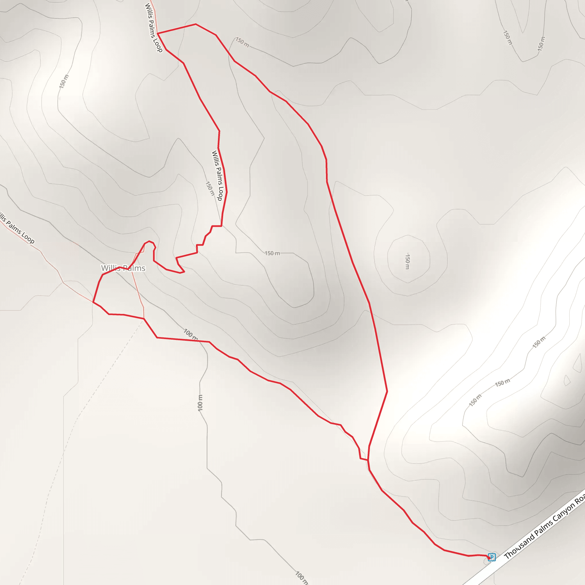 Willis Palms Loop from Thousand Palms Canyon Road mobile static map