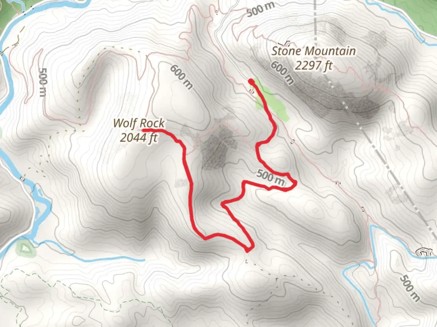 An image depicting the trail Wolf Rock via Blackjack Ridge Trail and its surrounding area.