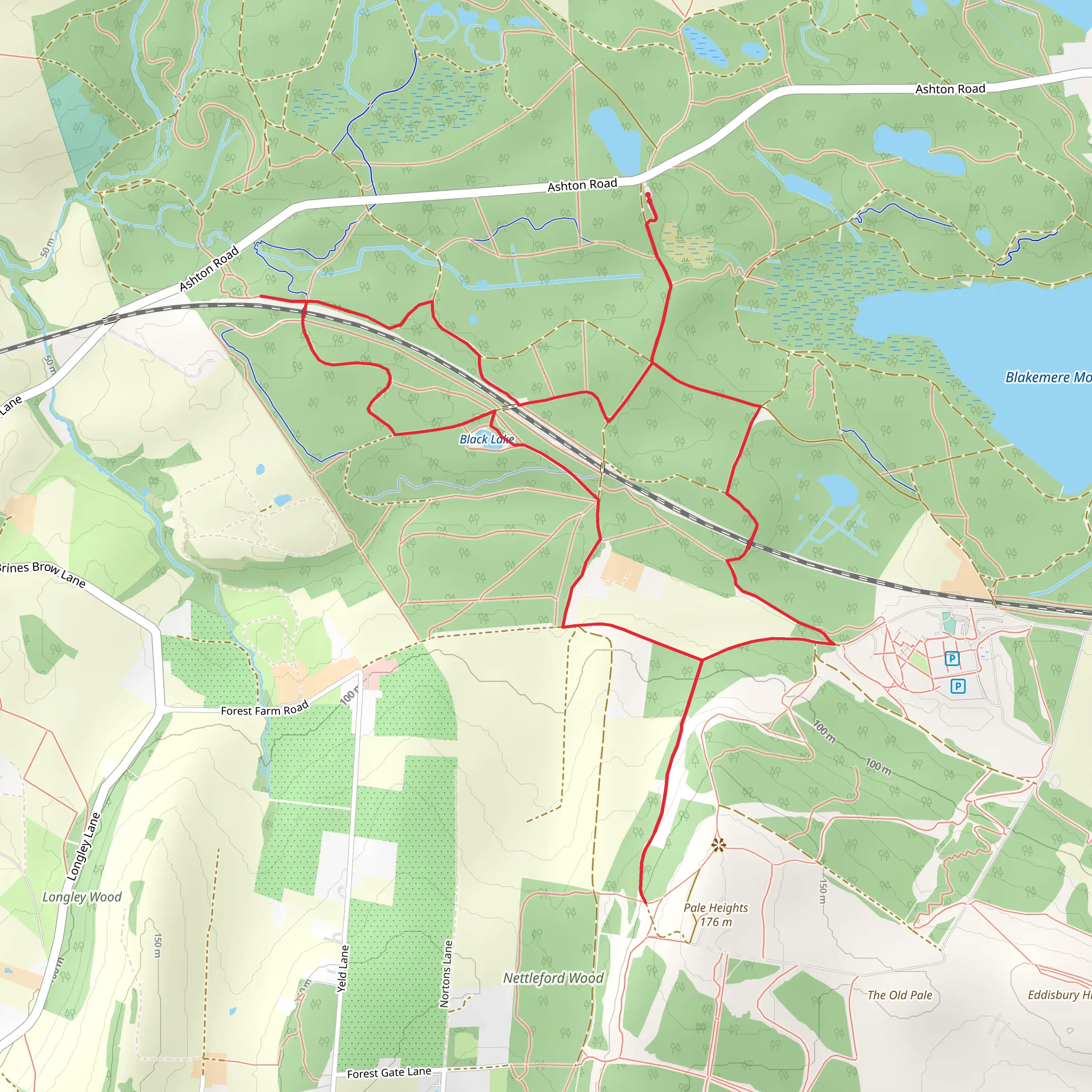 Black Lake and Delamere Forest Park mobile static map