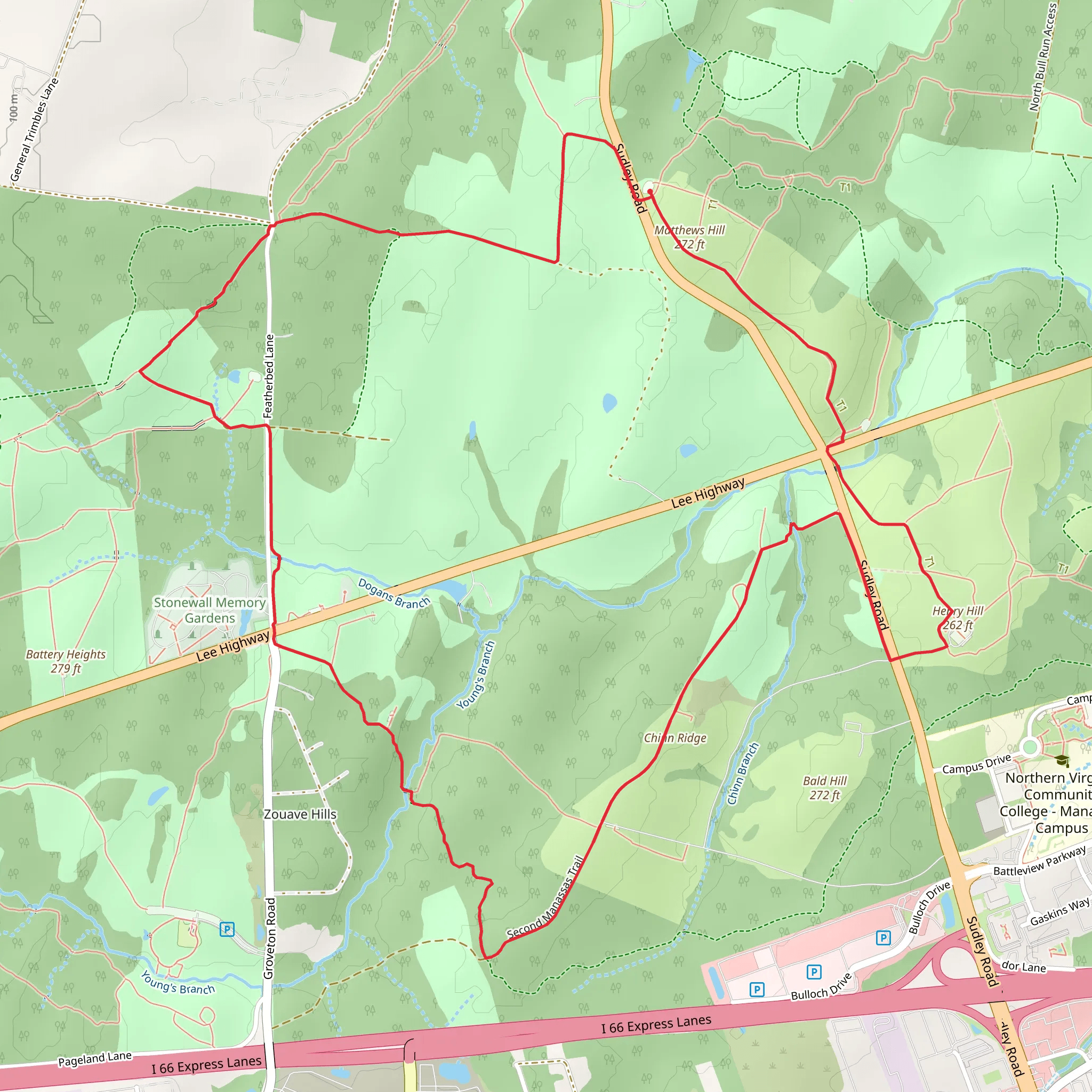 Second Manassas Loop Trail mobile static map
