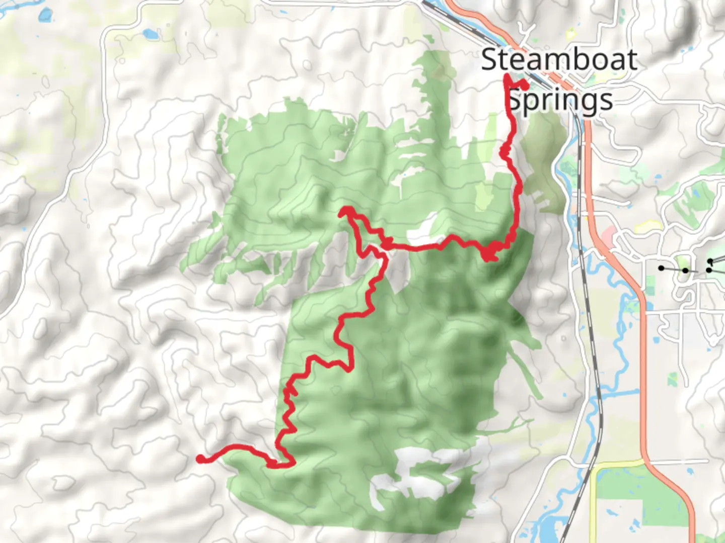 An image depicting the trail Emerald Mountain and Howelsen Hill via Beall Trail and its surrounding area.