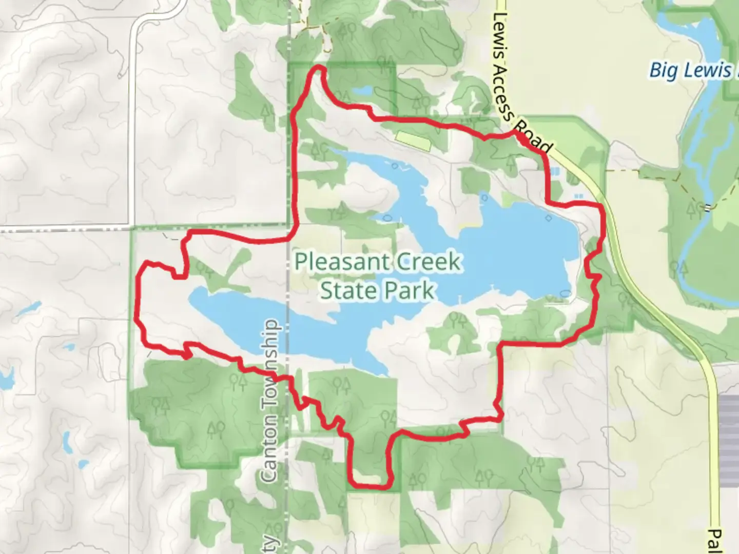 An image depicting the trail Pleasant Creek Lake Loop and its surrounding area.
