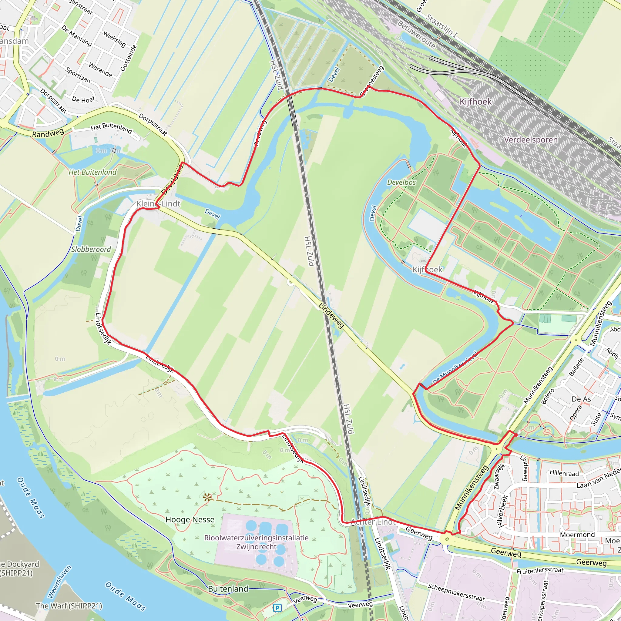 Devel River and Kleine - Lindt via Devel Weg and Linde Weg mobile static map