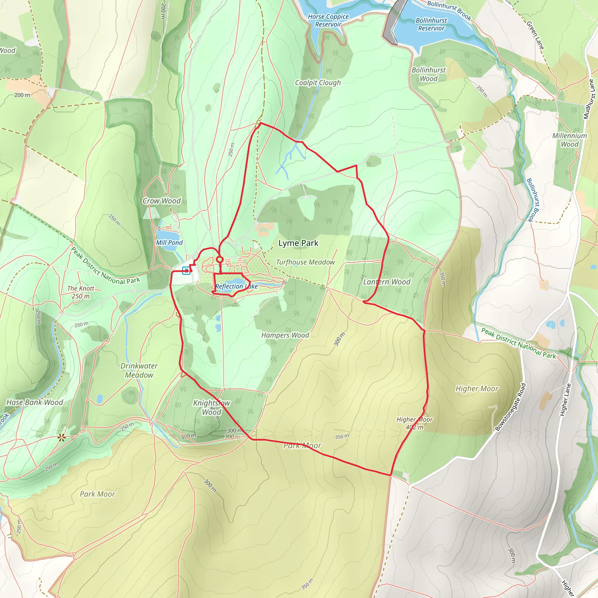 Reflection Lake, Kinghtslow Wood and Lantern Wood Loop mobile static map